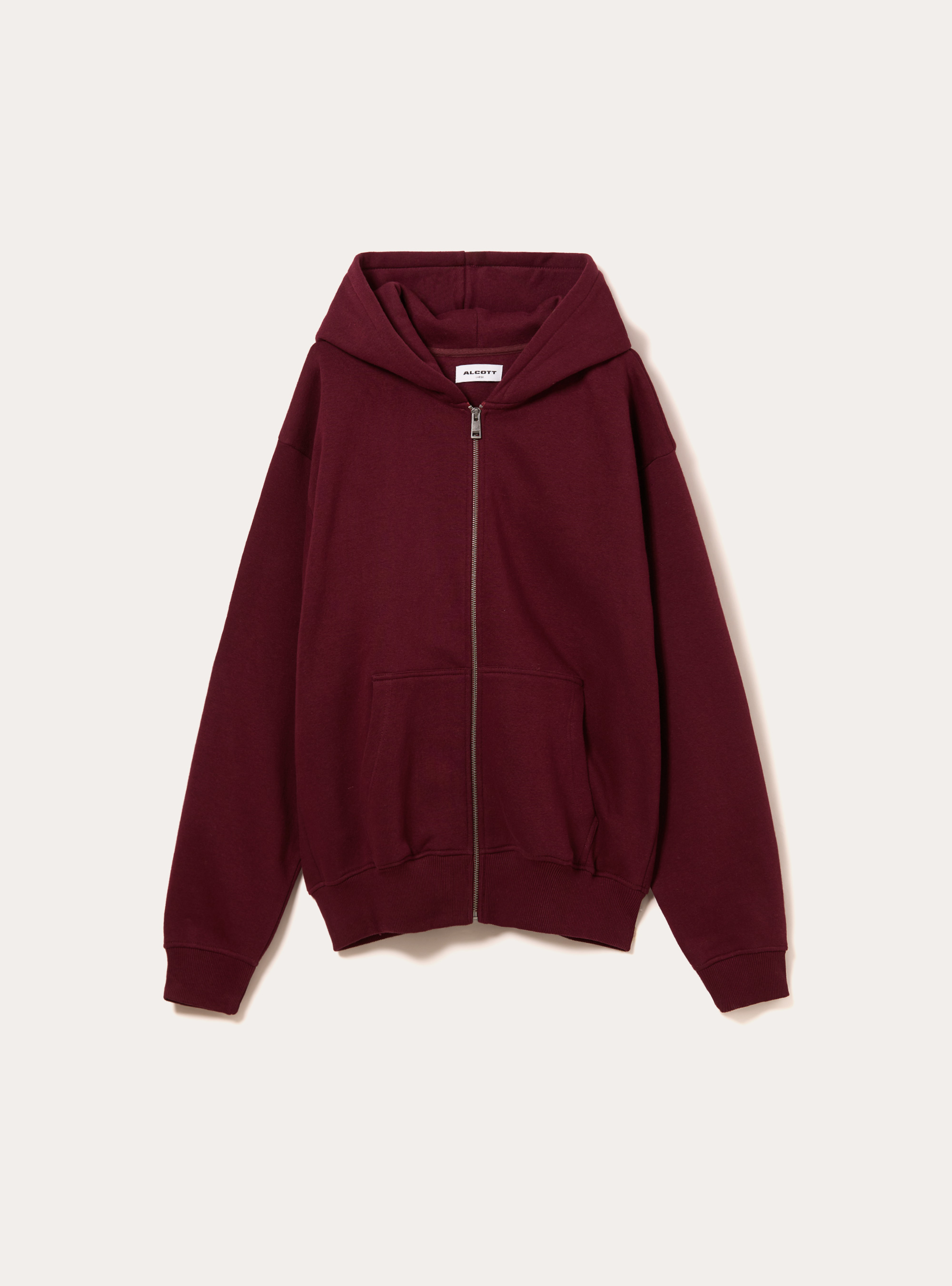 Sweat-shirt zipp&eacute; &agrave; capuche coupe boxy, BO1 BORDEAUX DARK