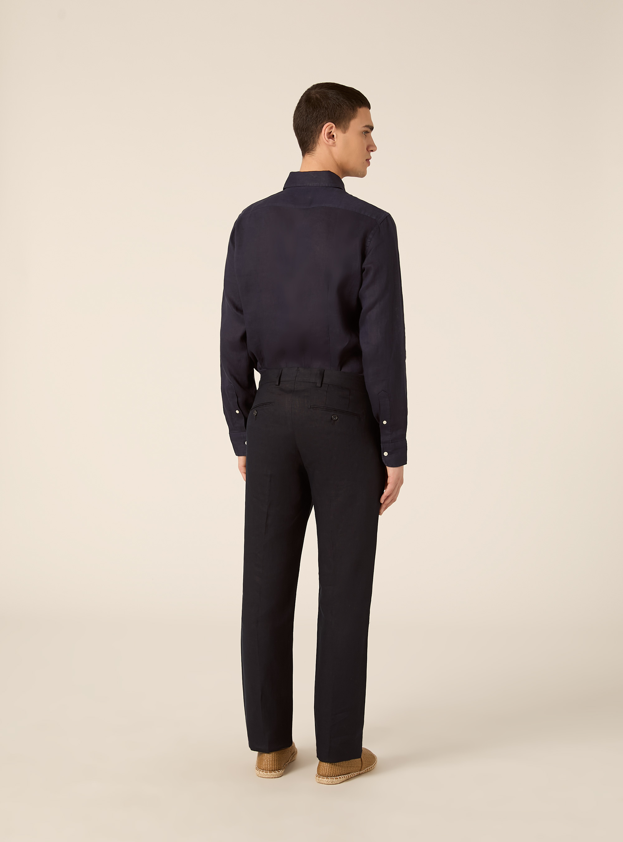 Pure linen trousers, NA1 NAVY DARK