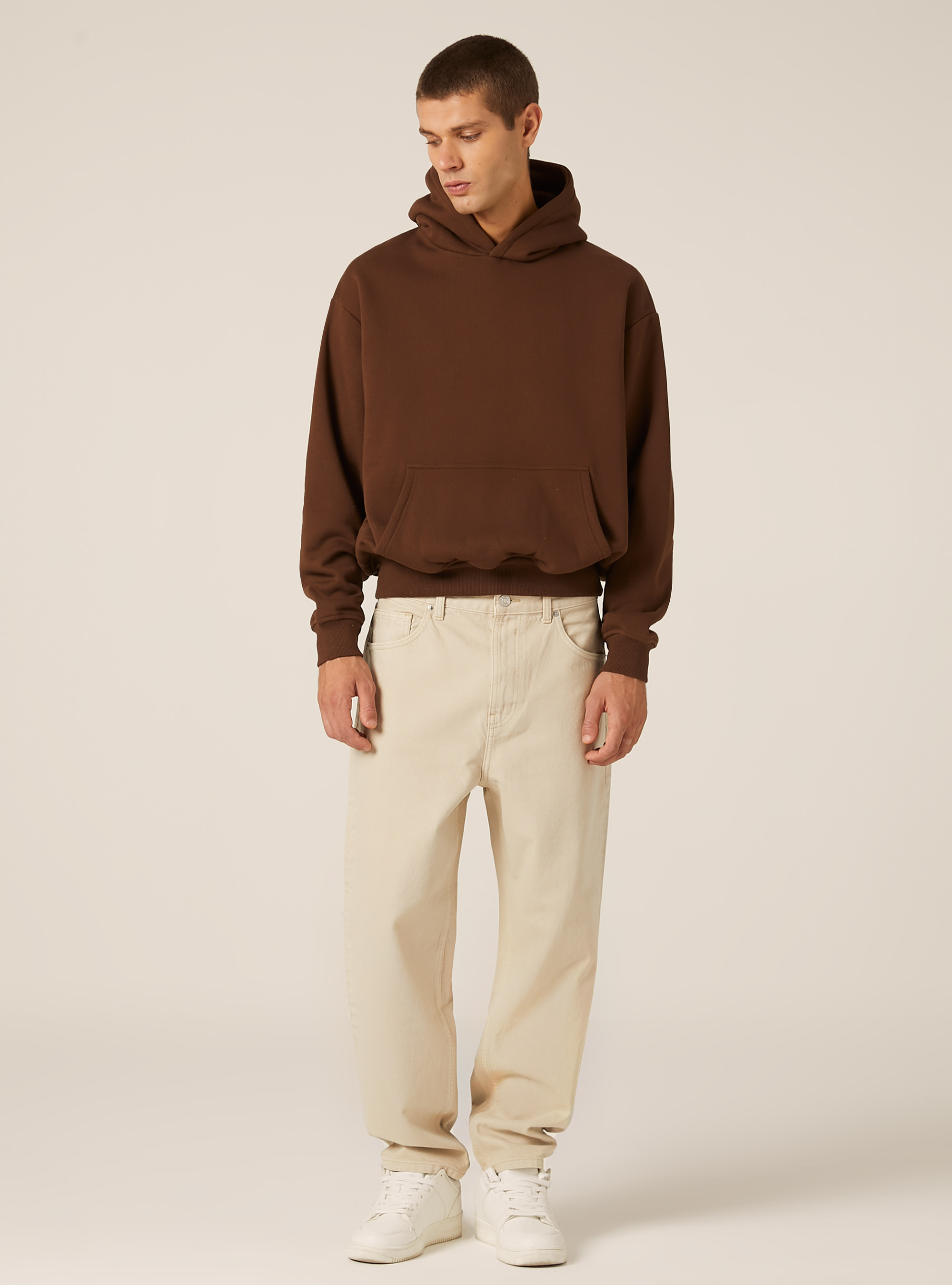 Sweat &agrave; capuche coupe boxy, BR2 BROWN MEDIUM