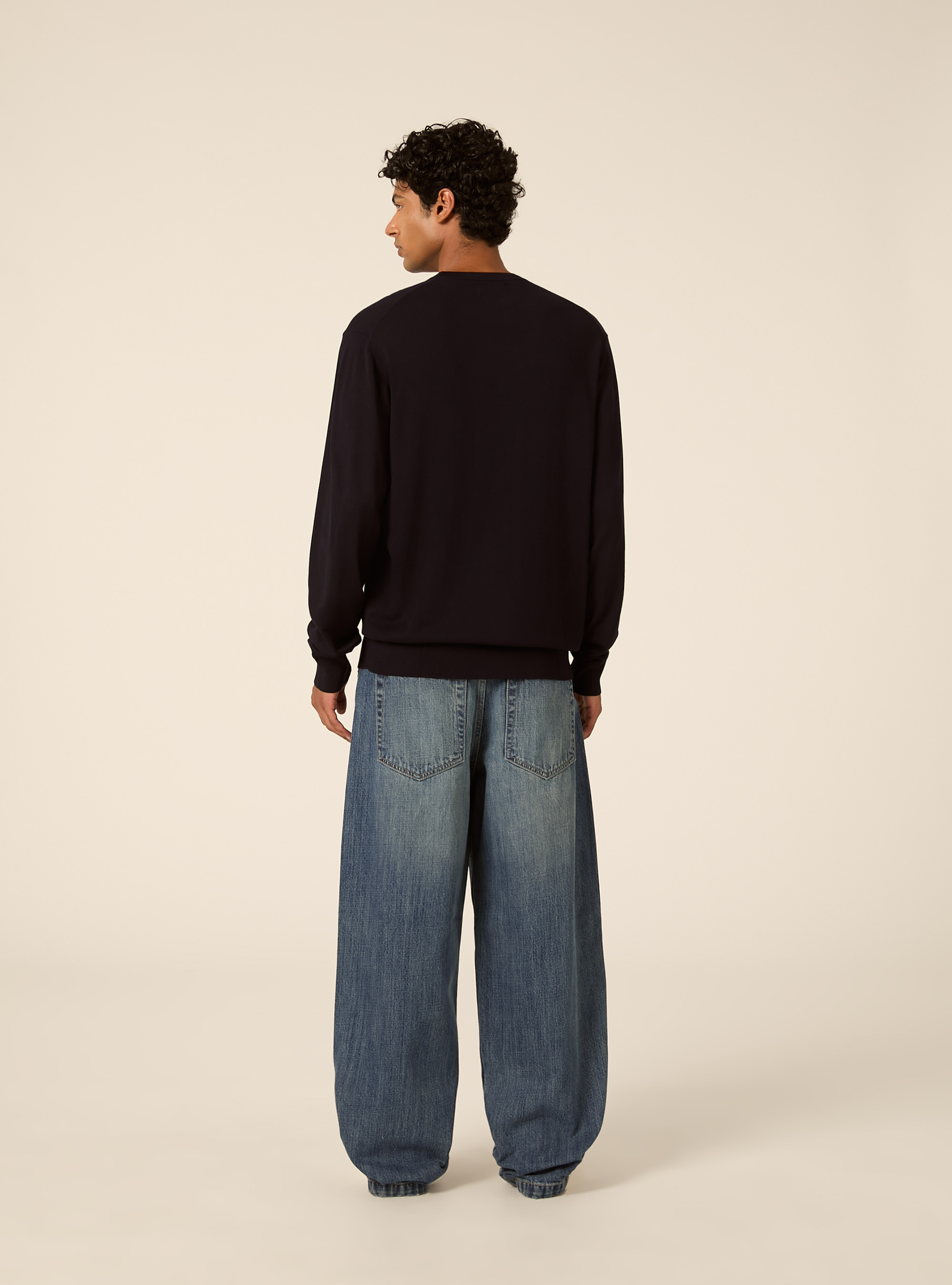 Lenzing Ecovero viscose crewneck pullover, NA1 NAVY DARK