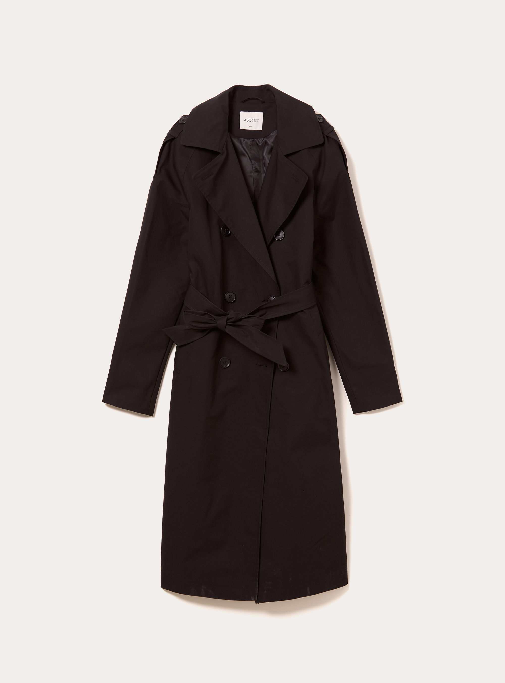 Trench long avec ceinture, BK1 BLACK