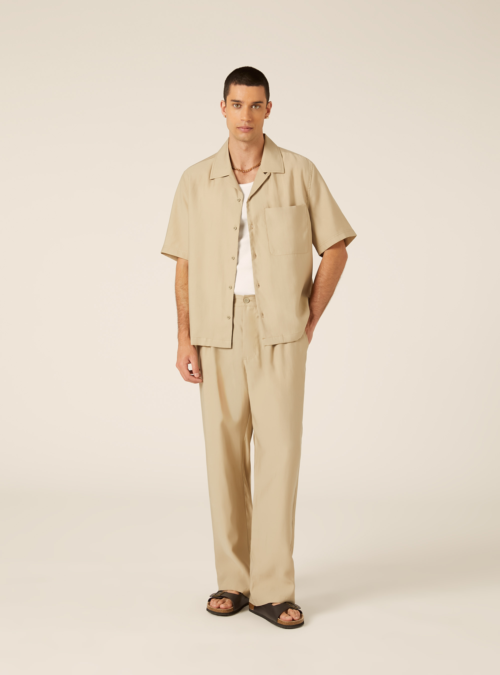 Chemise Fluide &agrave; Manches Courtes, BG2 BEIGE MEDIUM