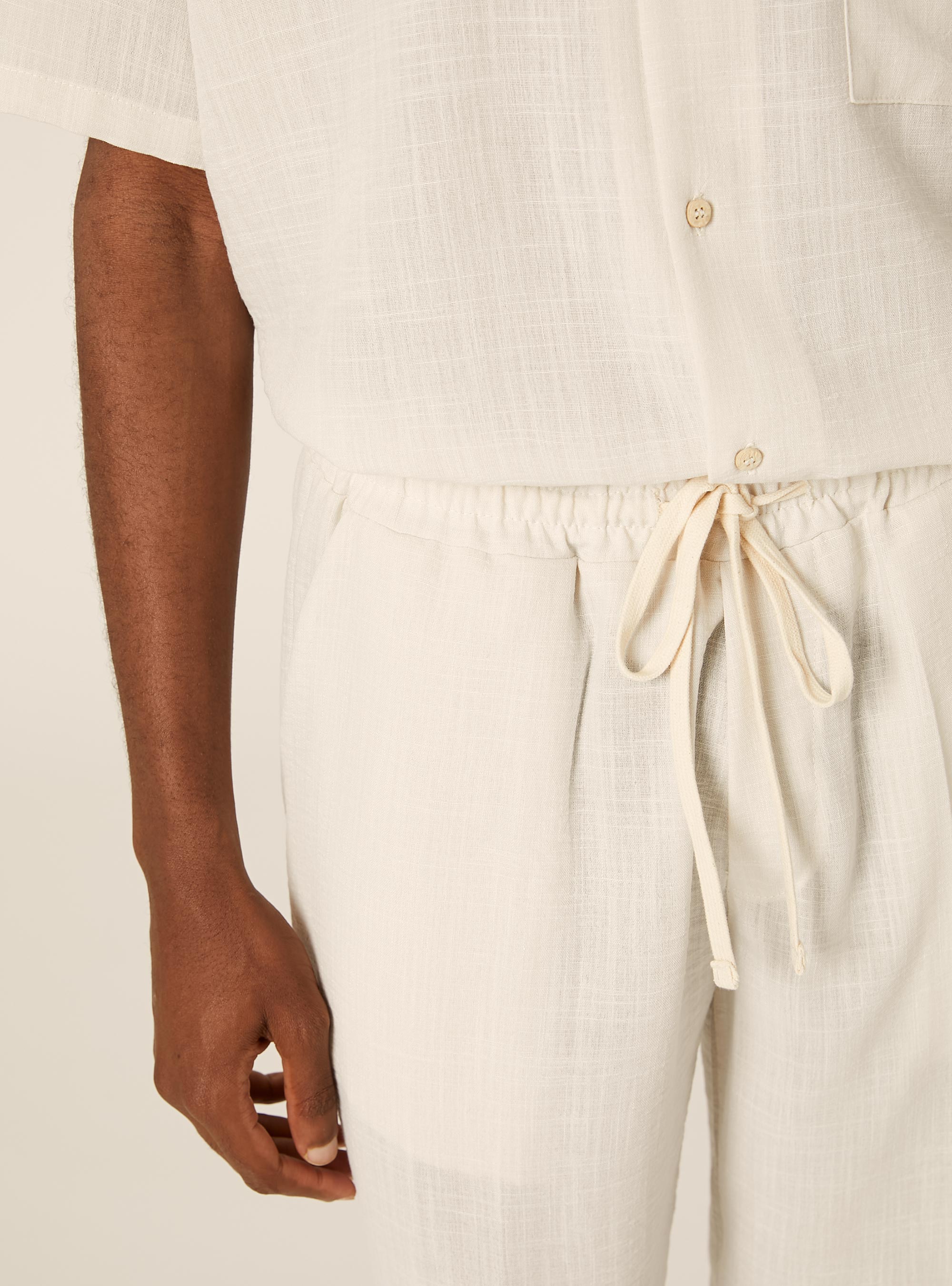 Slub Fabric Straight Leg Trousers, WH1 OFF WHITE
