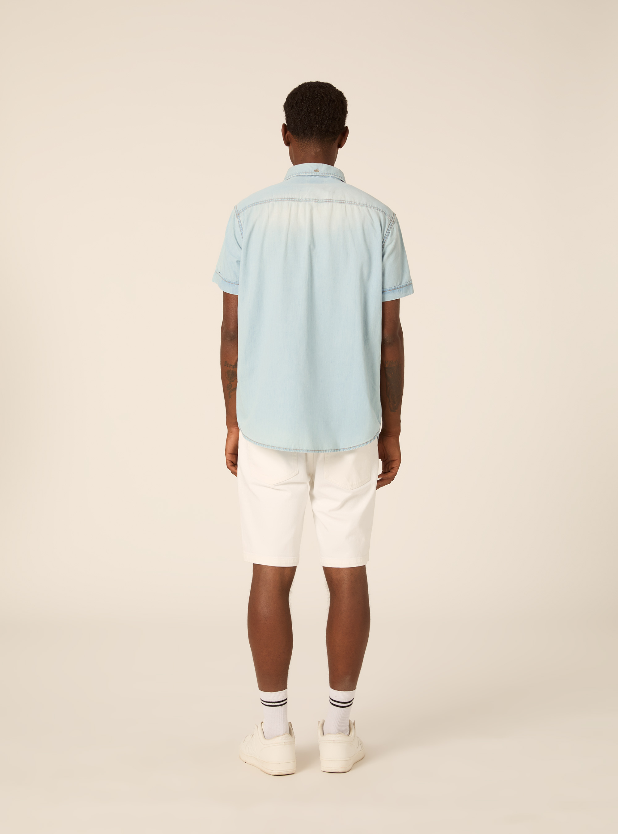 Short Sleeve Western Denim Shirt, D006 AZURE