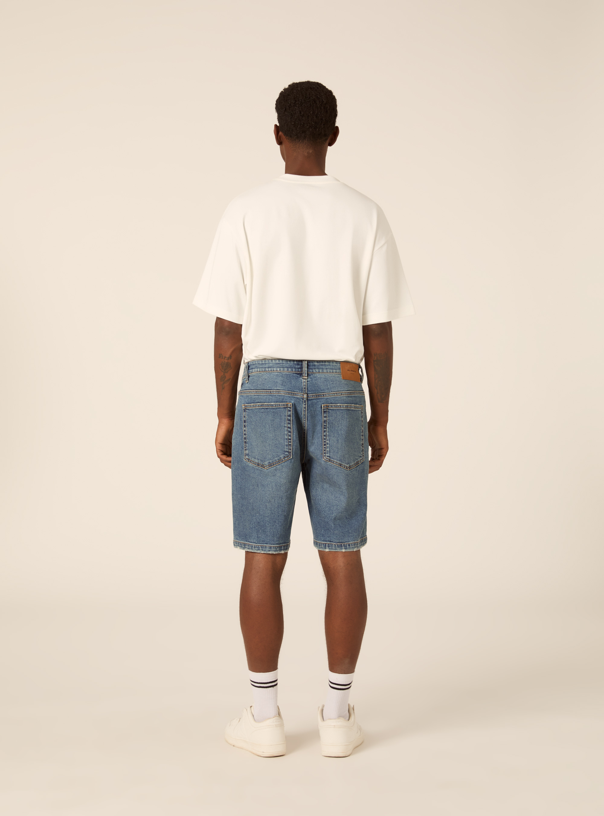 Slim Fit 5-Pocket Denim Bermuda Shorts, D002 MEDIUM DARK BLUE