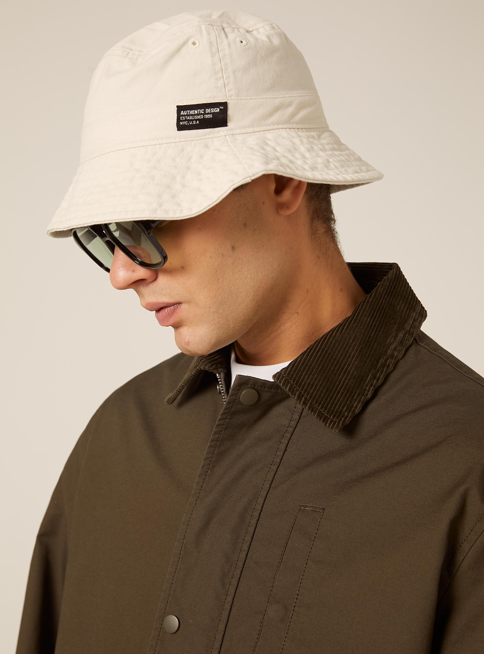 Veste en toile coupe carr&eacute;e, KY1 KAKY DARK