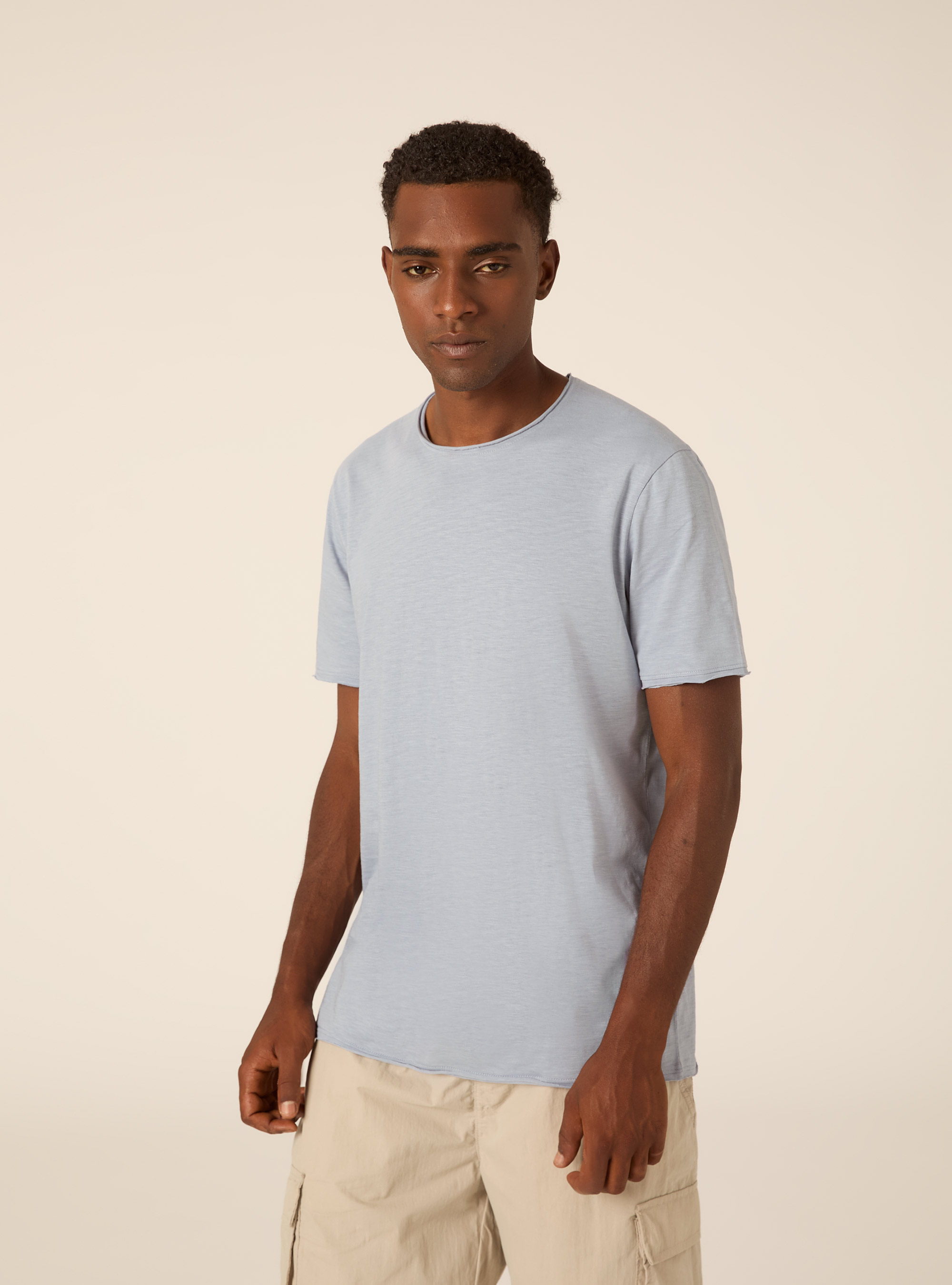T-shirt slub tinta unita, AZZURRO CHIARO