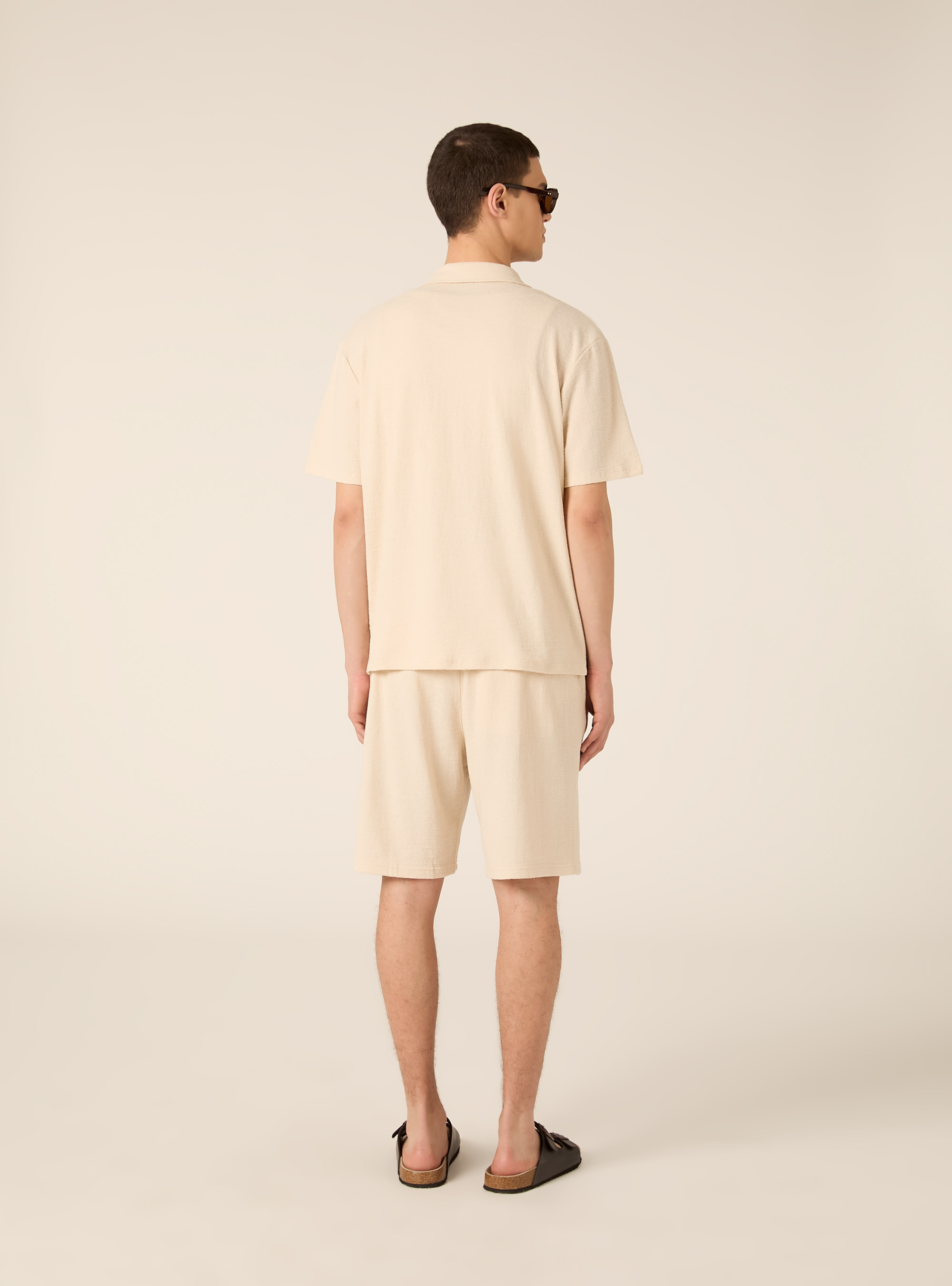 Boxy-fit textured shirt, BG2 BEIGE MEDIUM