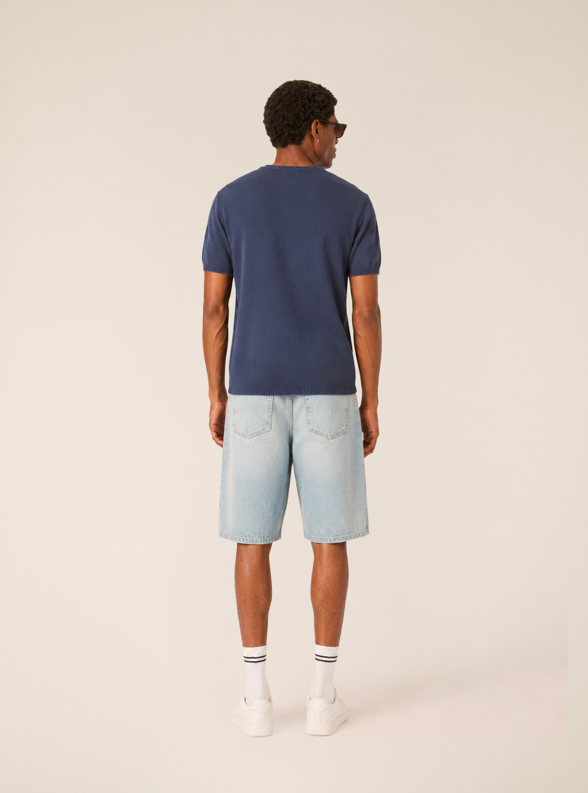 Kurz&auml;rmeliges leichtes Strick-T-Shirt, BL3 BLUE LIGHT