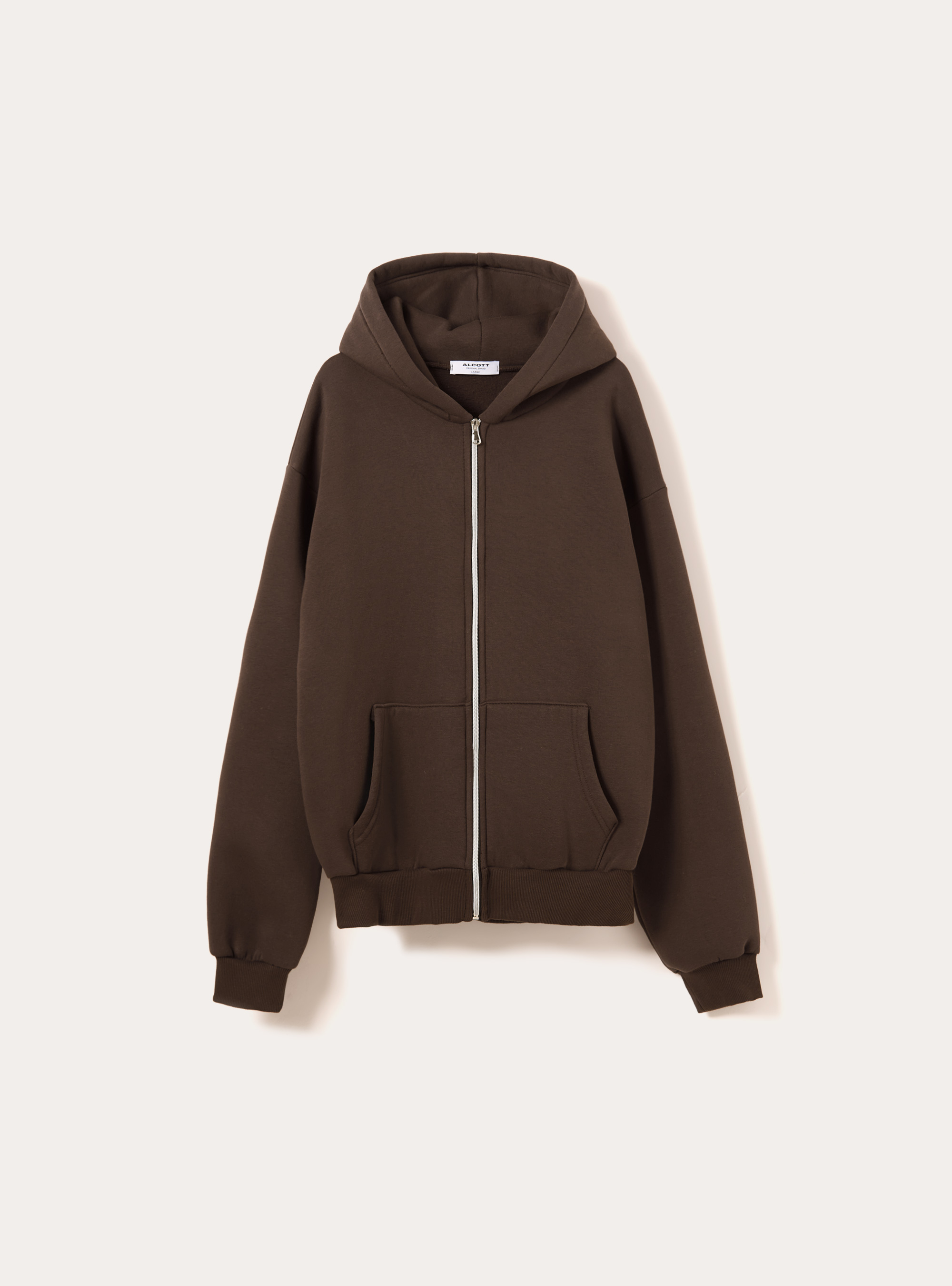 Sweat &agrave; capuche zipp&eacute; coupe boxy, BR1 BROWN DARK