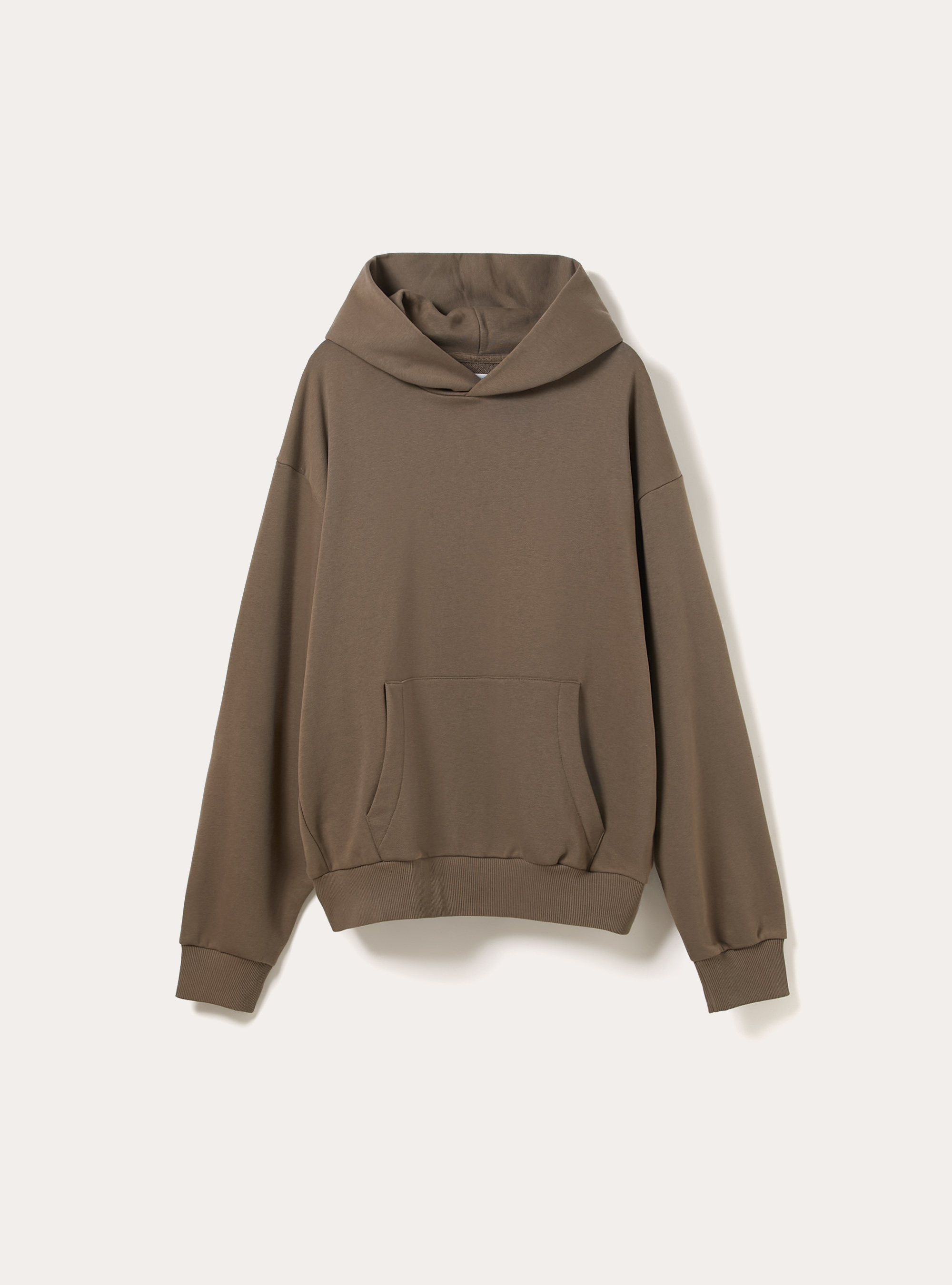 Felpa boxy fit con cappuccio, MARRONE MEDIO