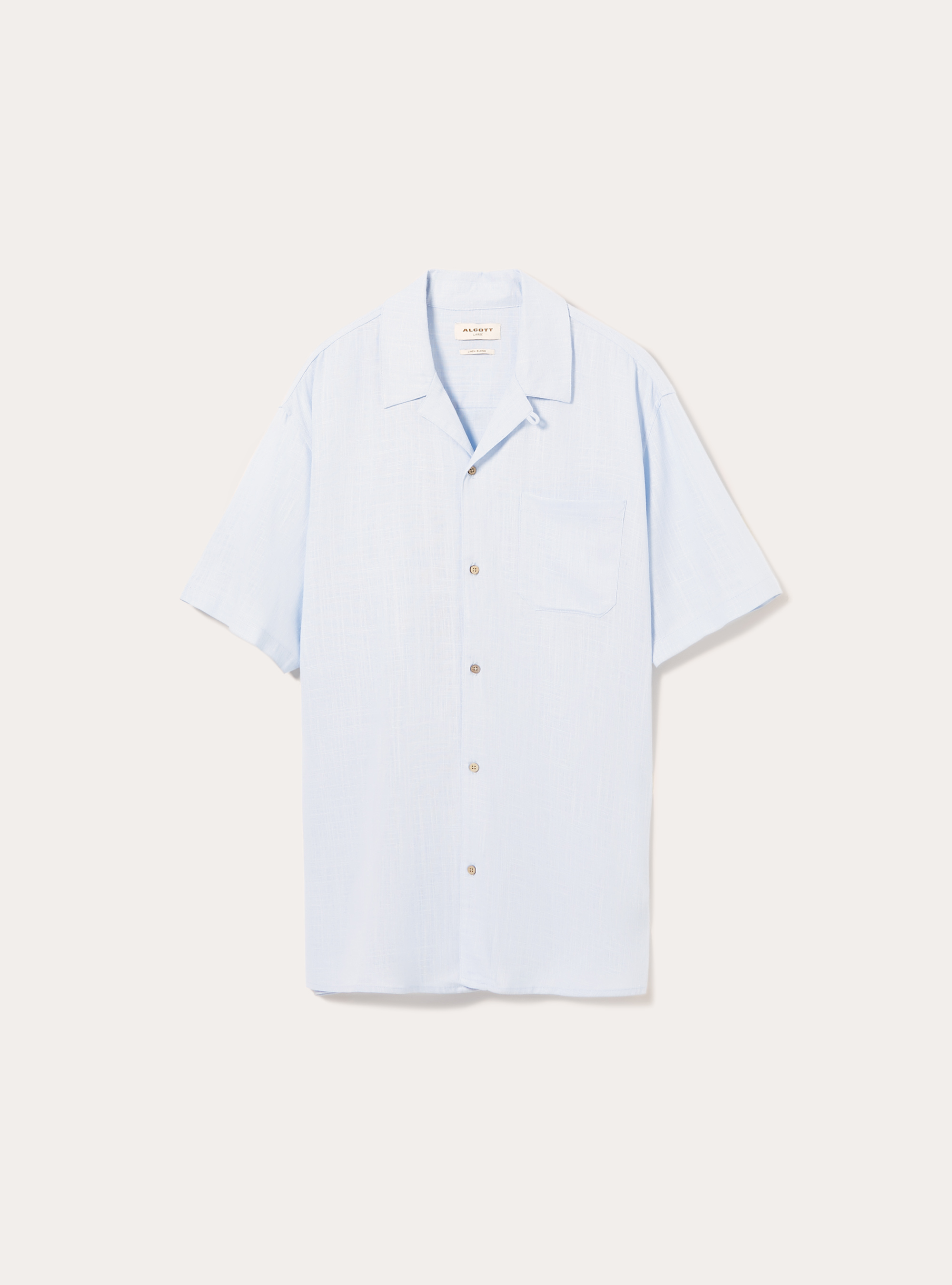 Chemise en lin m&eacute;lang&eacute; avec col bowling, AZ2 AZURE MEDIUM
