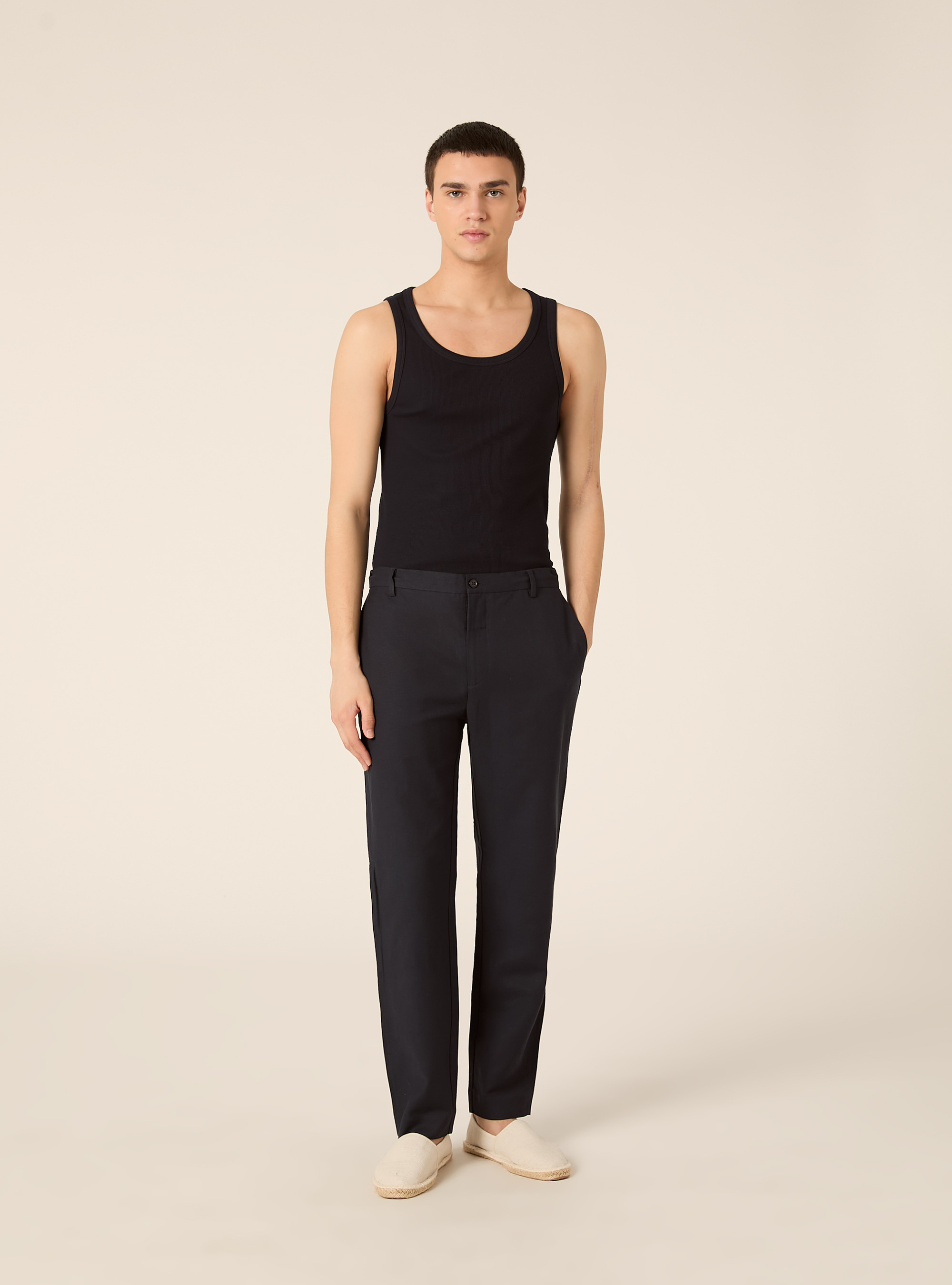Chino-Hose aus Leinenmischung, NA2 NAVY MEDIUM
