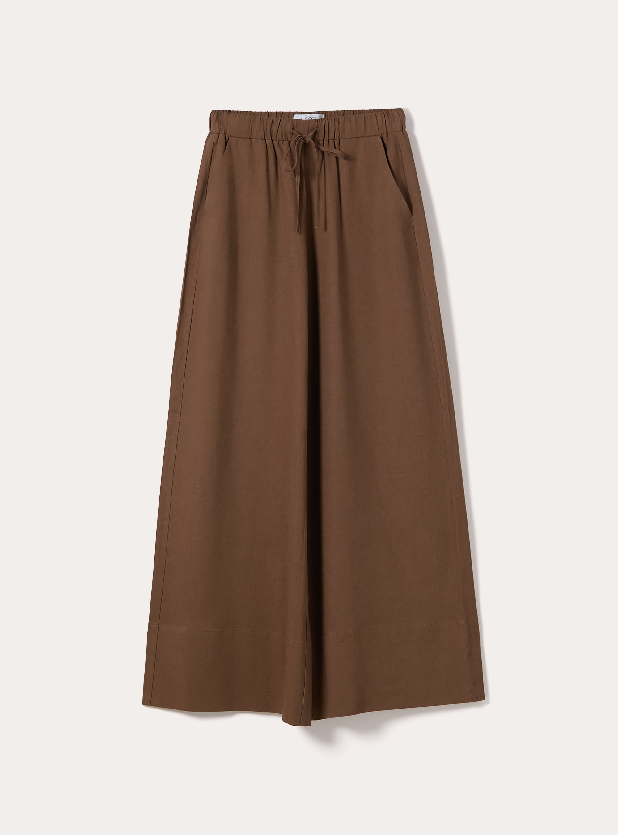 Pantalon palazzo en lin, BR2 BROWN MEDIUM