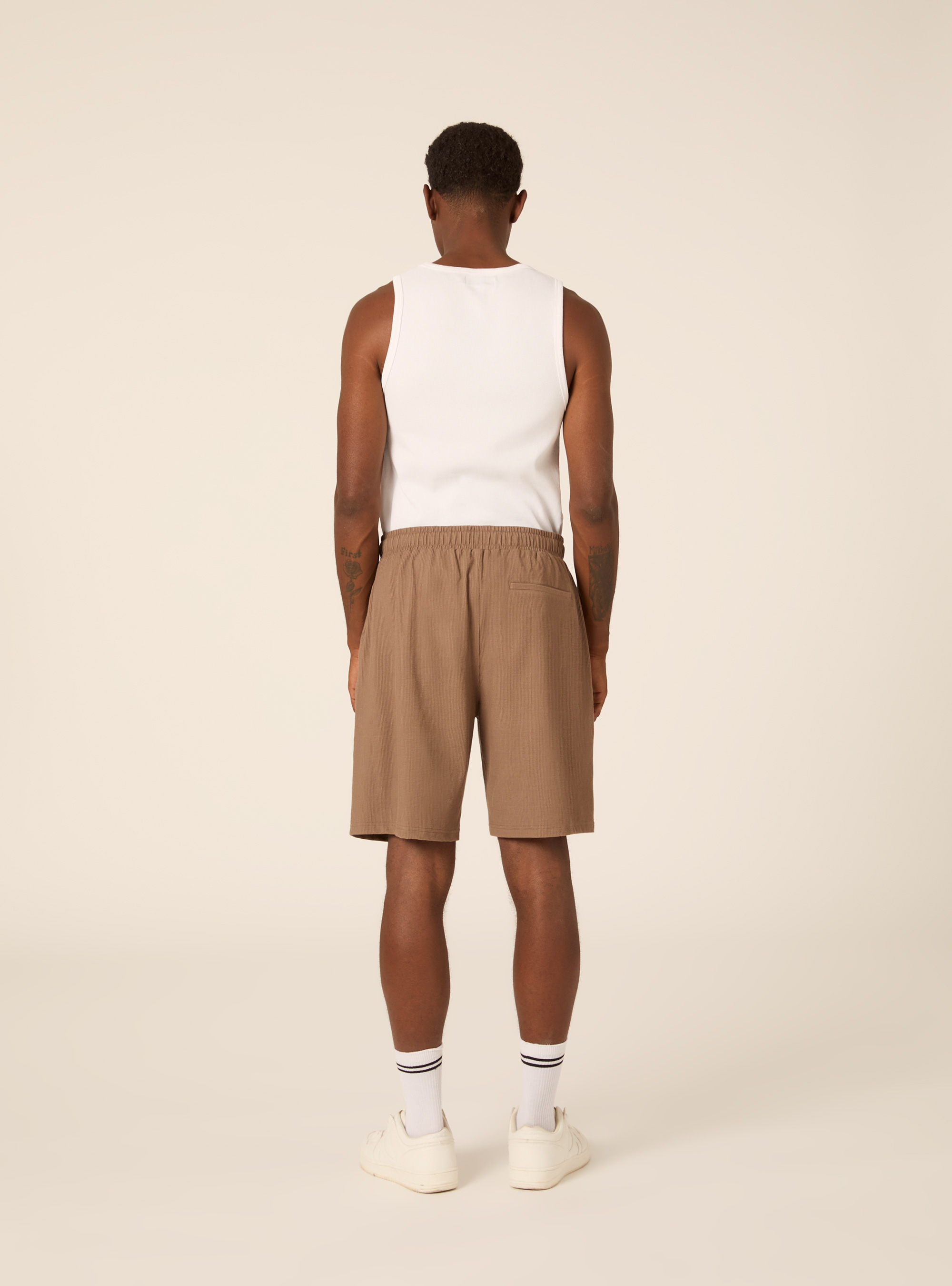 Bermuda in Maglia Strutturata con Coulisse, MARRONE CHIARO