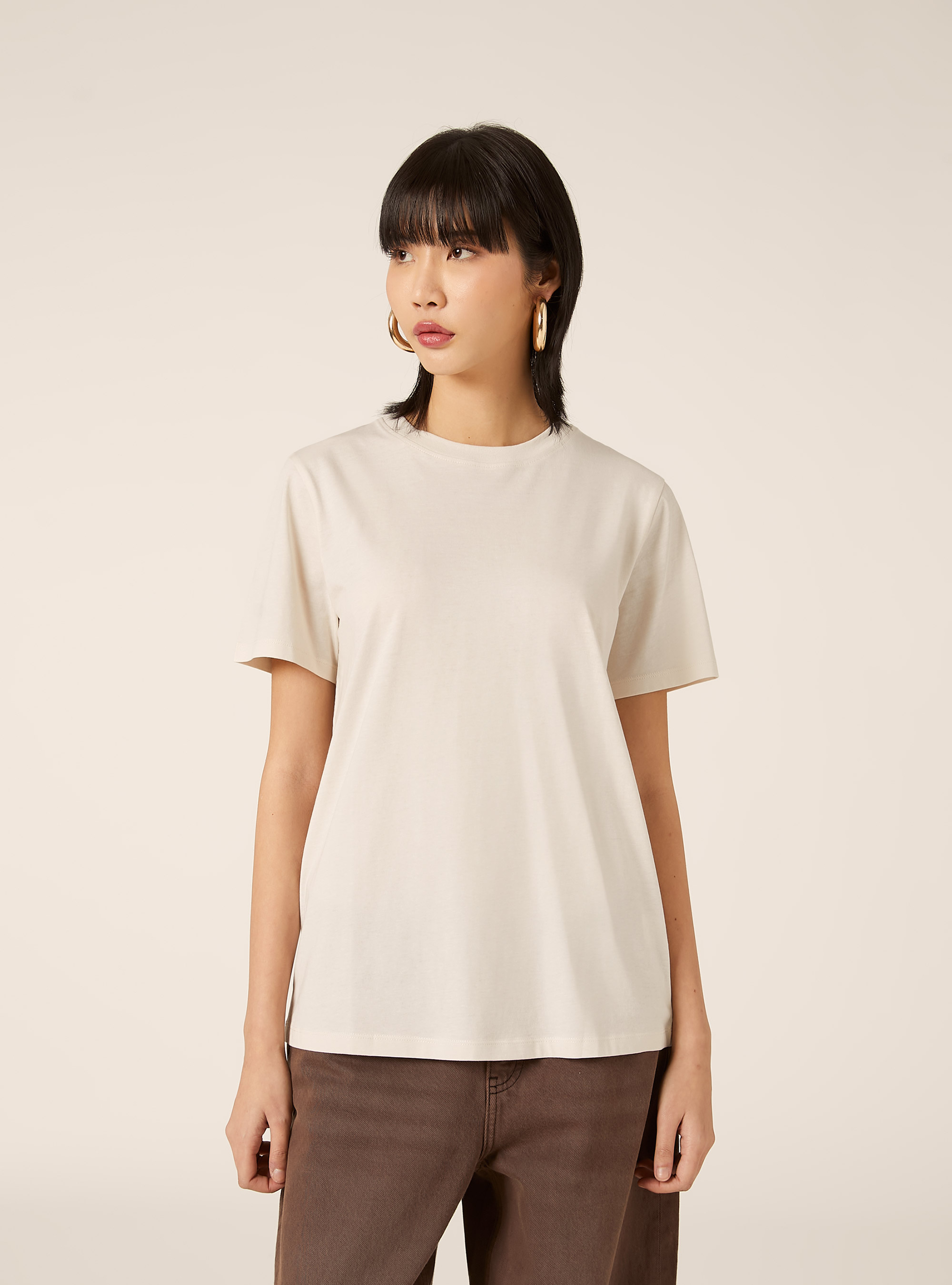 Camiseta de cuello redondo de algod&oacute;n, CR3 CREAM LIGHT