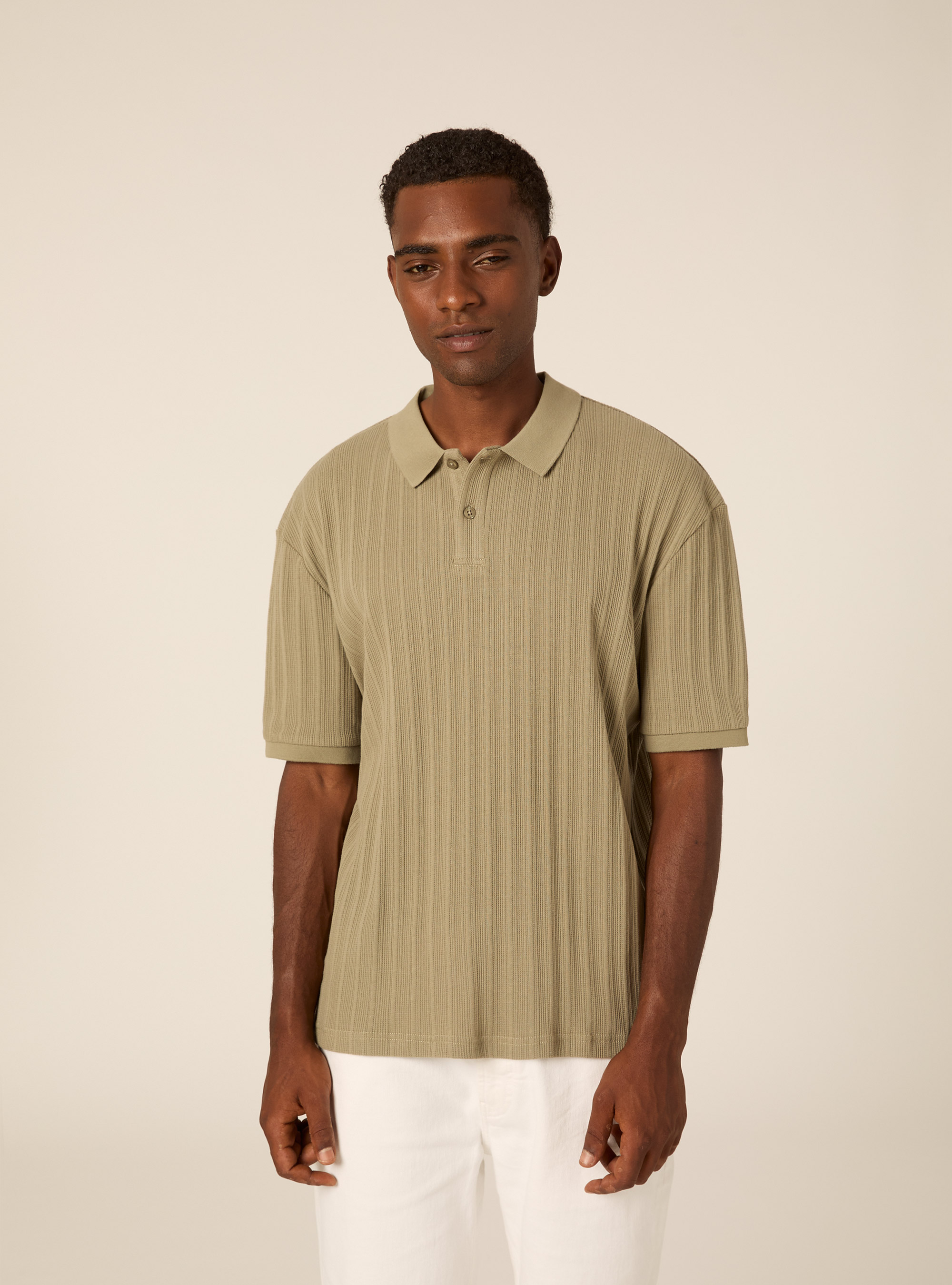 Regular Fit Structured Jersey Polo Shirt, KY3 KAKY LIGHT