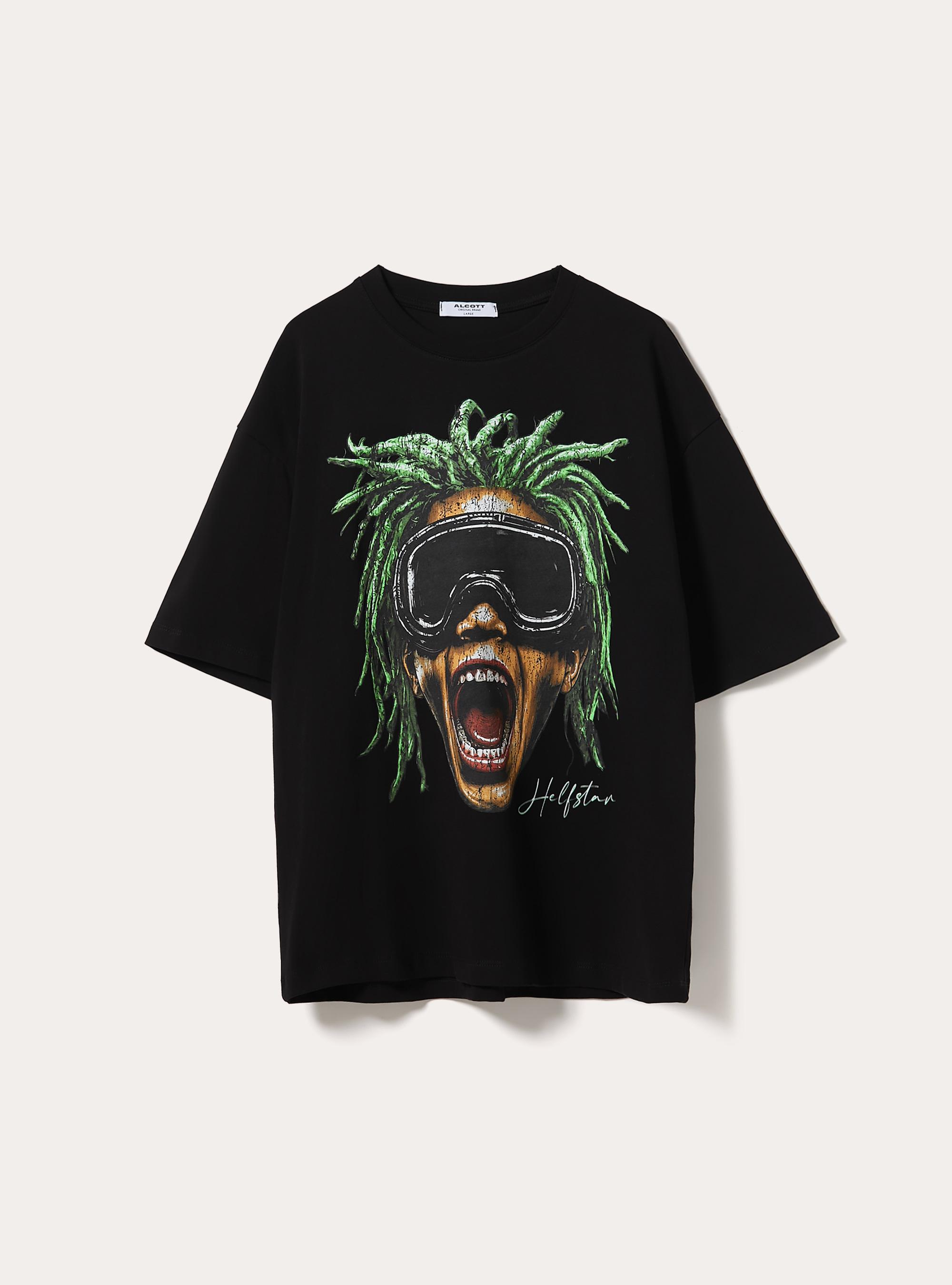 Camiseta Boxy Fit Estampada, BK1 BLACK