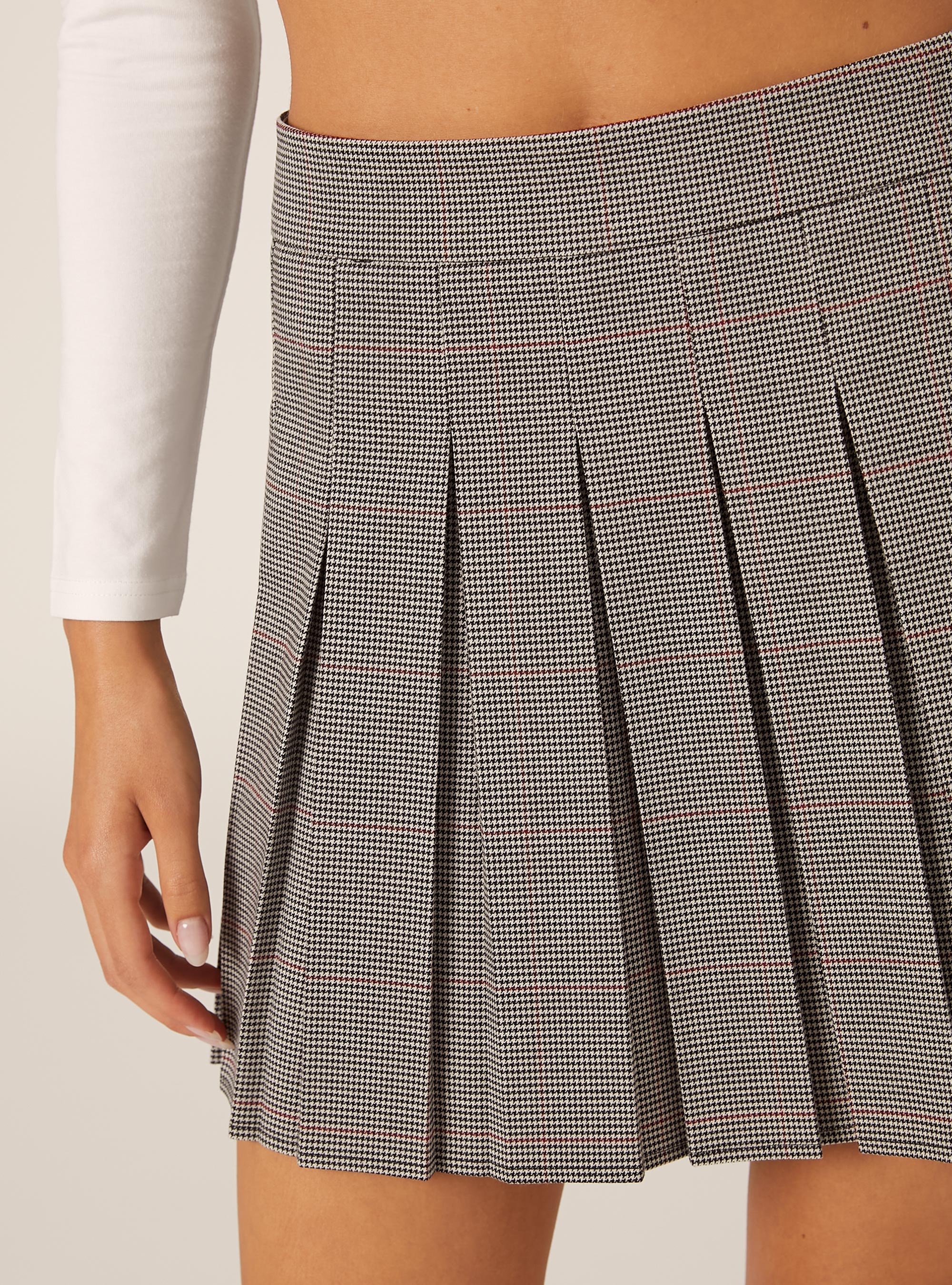 Mini-jupe pliss&eacute;e &agrave; motifs, GY2 GREY MEDIUM