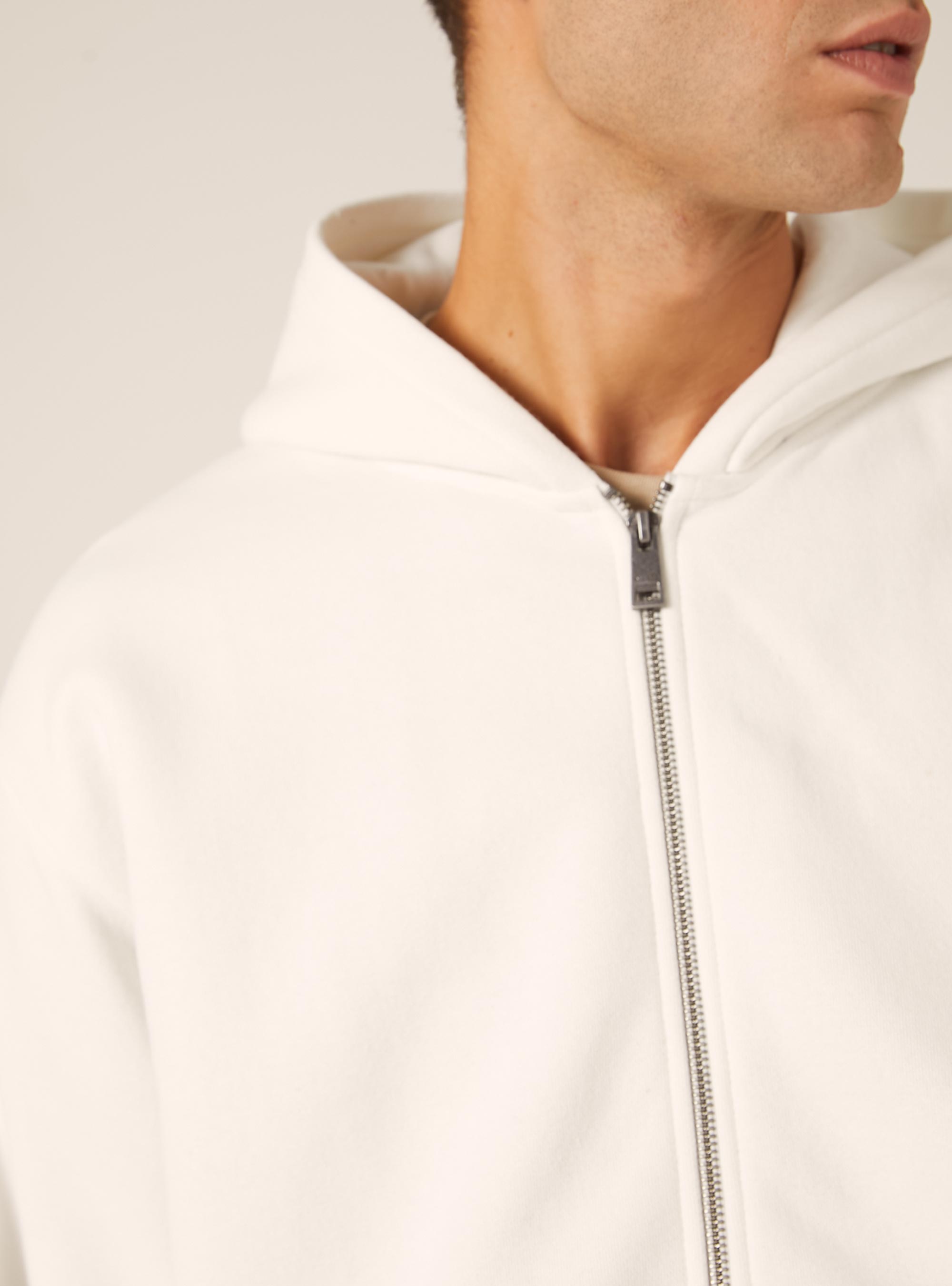 Sweat-shirt zipp&eacute; &agrave; capuche coupe boxy, WH2 WHITE
