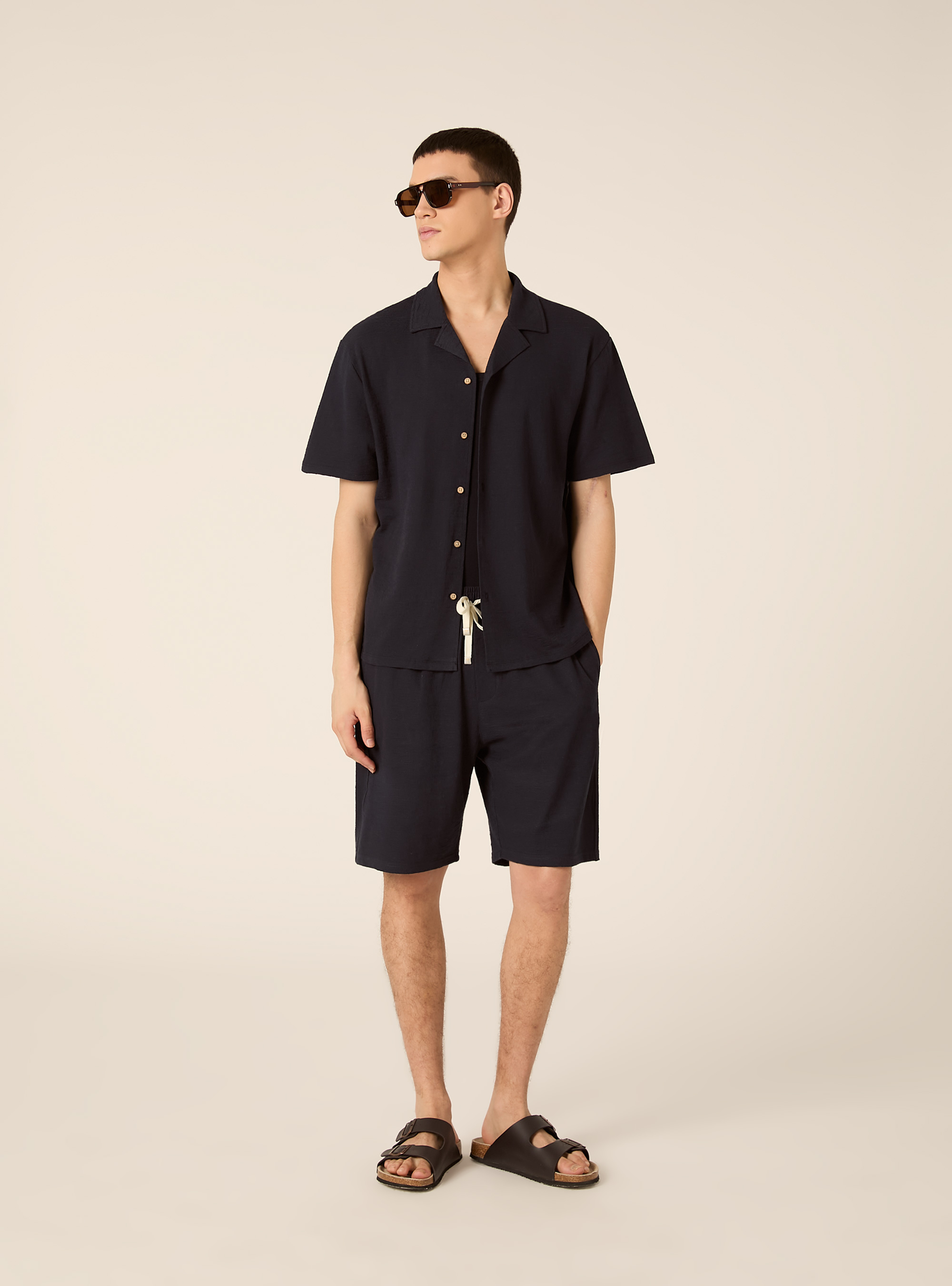 Boxy-fit textured shirt, NA1 NAVY DARK
