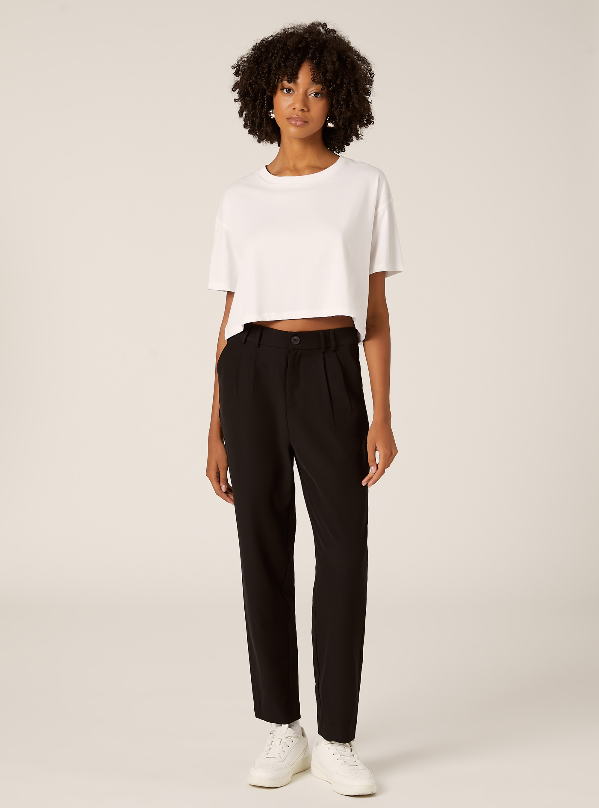Pantalon &agrave; pinces coupe classique, BK1 BLACK