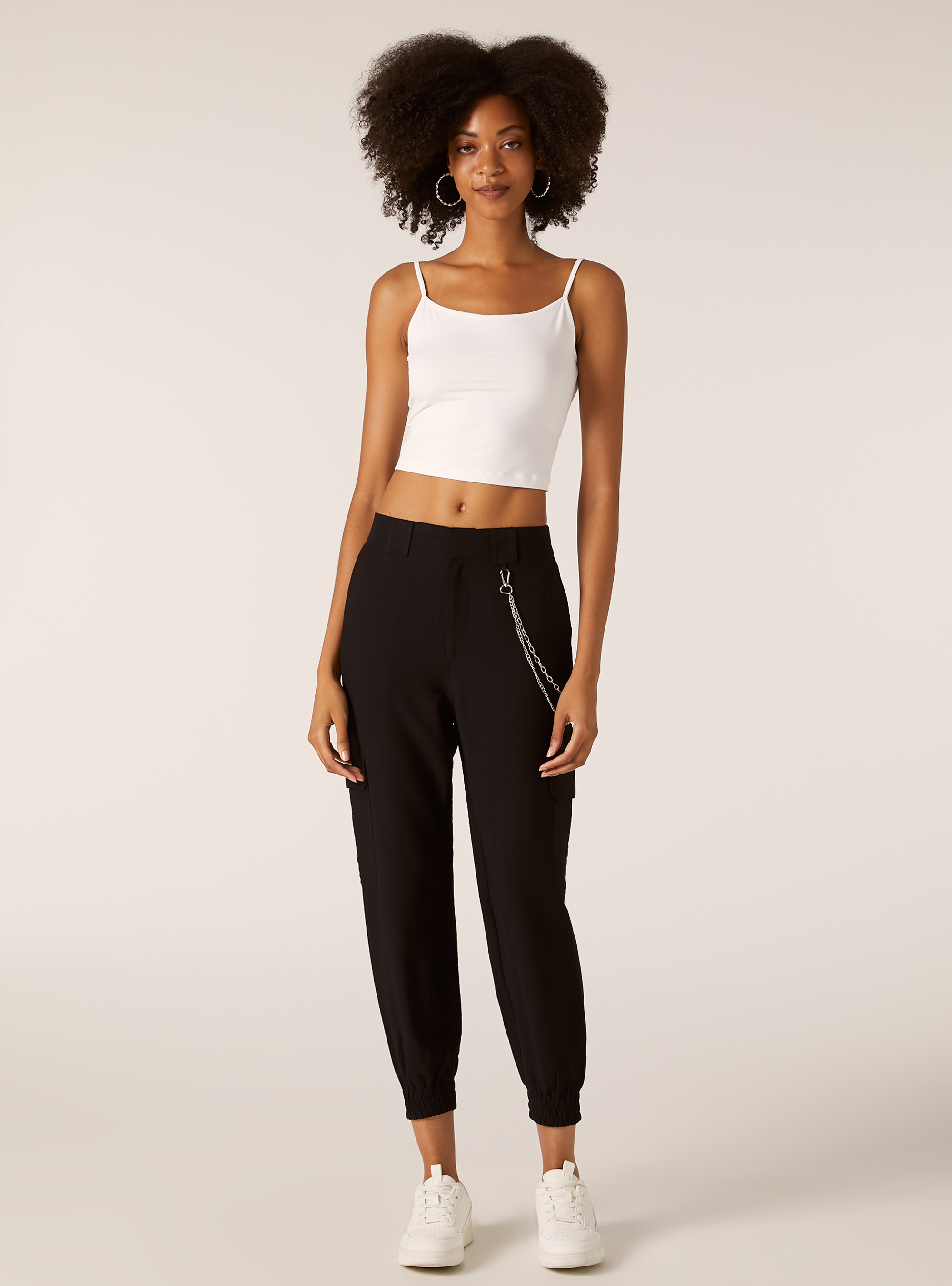 Jogger pants with chain, BK1 BLACK