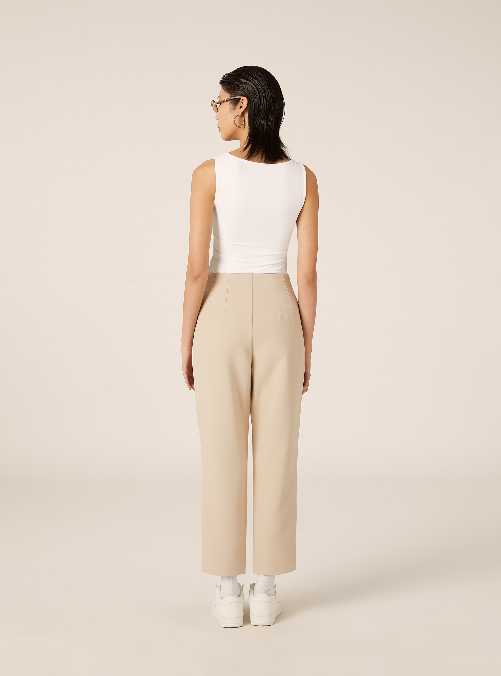Pantalon uni &agrave; pinces, BG3 BEIGE LIGHT