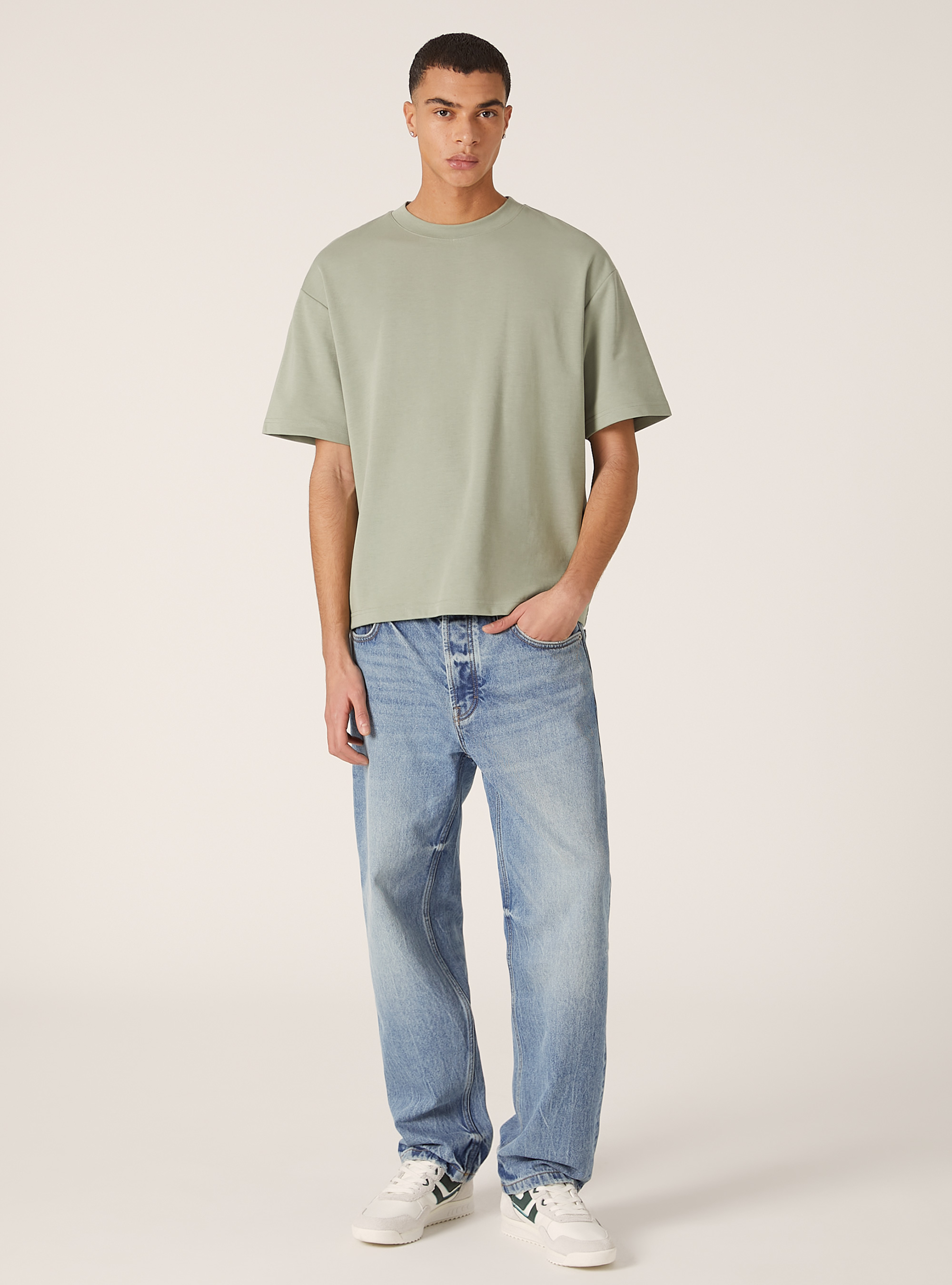 Jeans &agrave; coupe droite, D003 MEDIUM BLUE