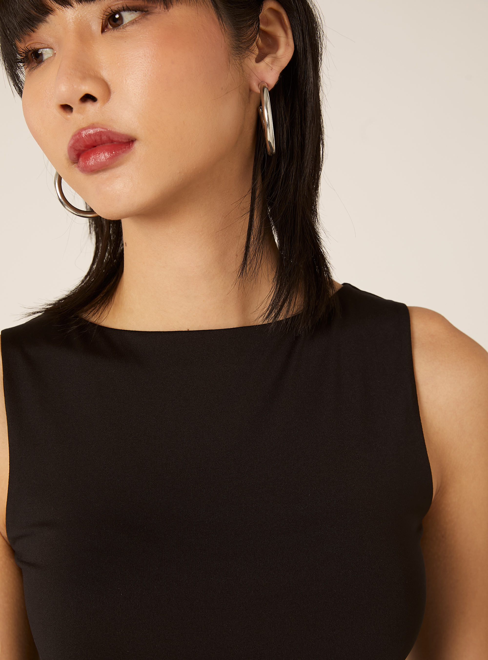 Body con cuello halter el&aacute;stico, BK1 BLACK