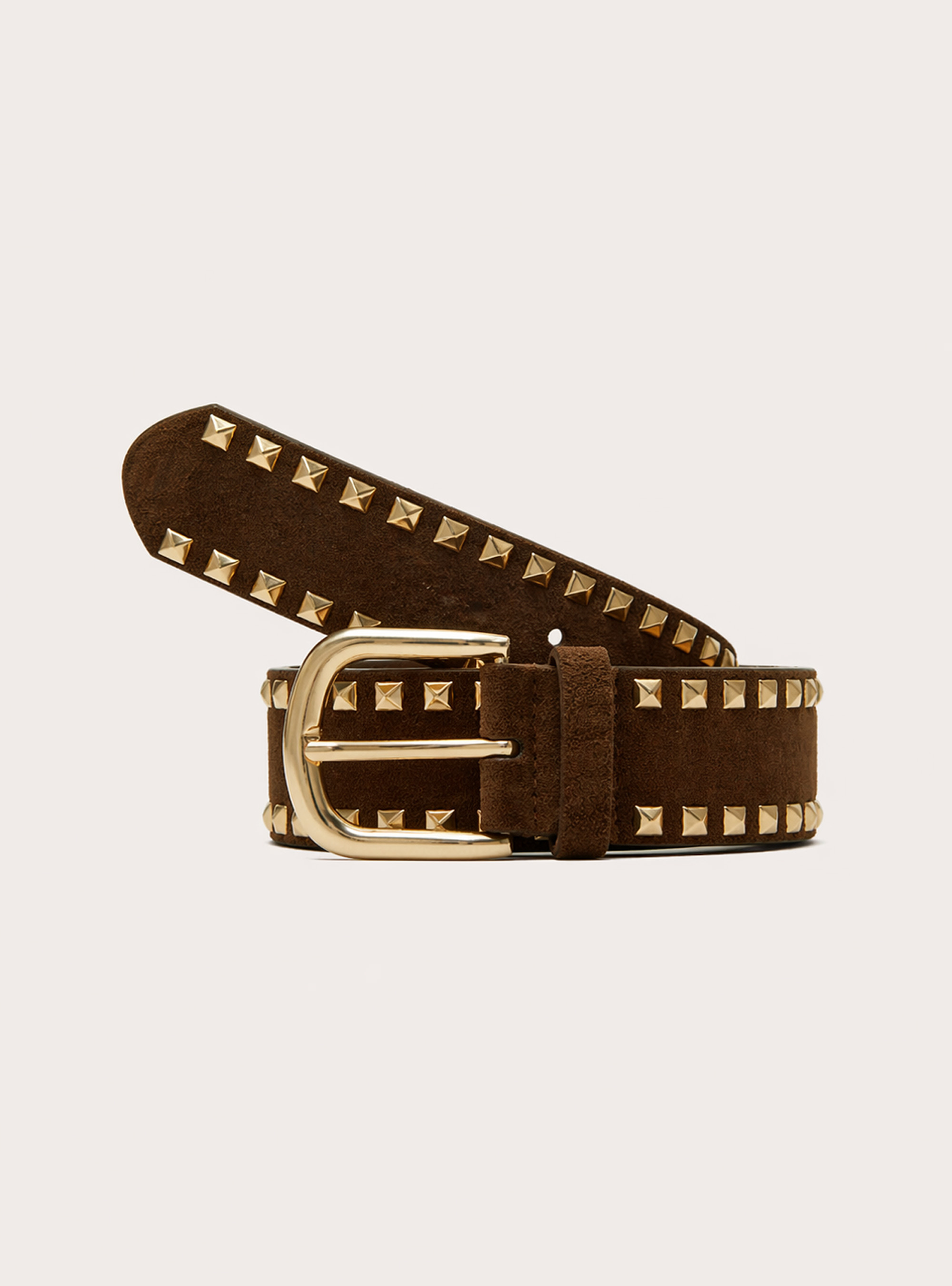 Suede effect Belt with Studs, TB2 TOBACCO MEDIUM