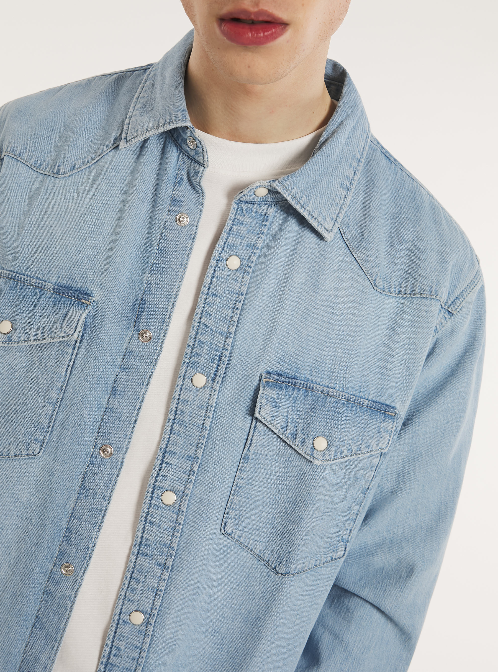 Camicia in denim, D008 SUPER LIGHT BLUE