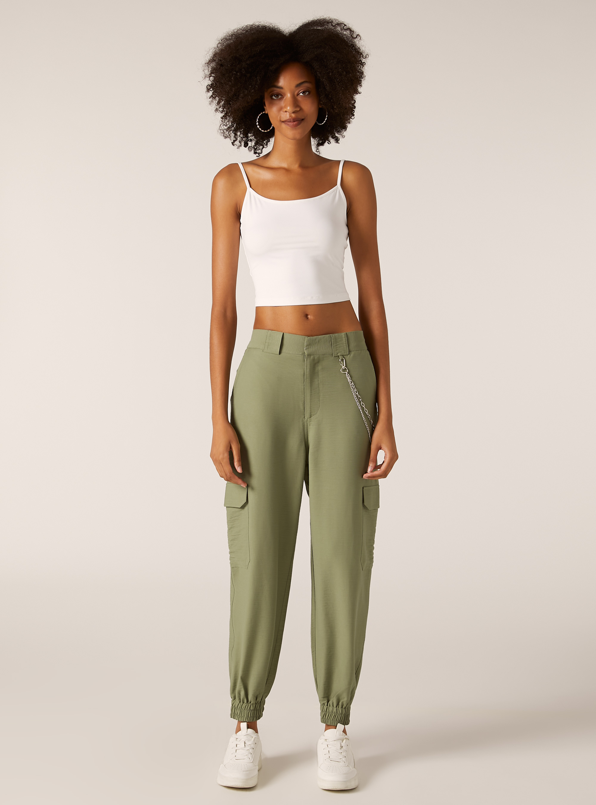 Jogger pants with chain, KY2 KAKY MEDIUM