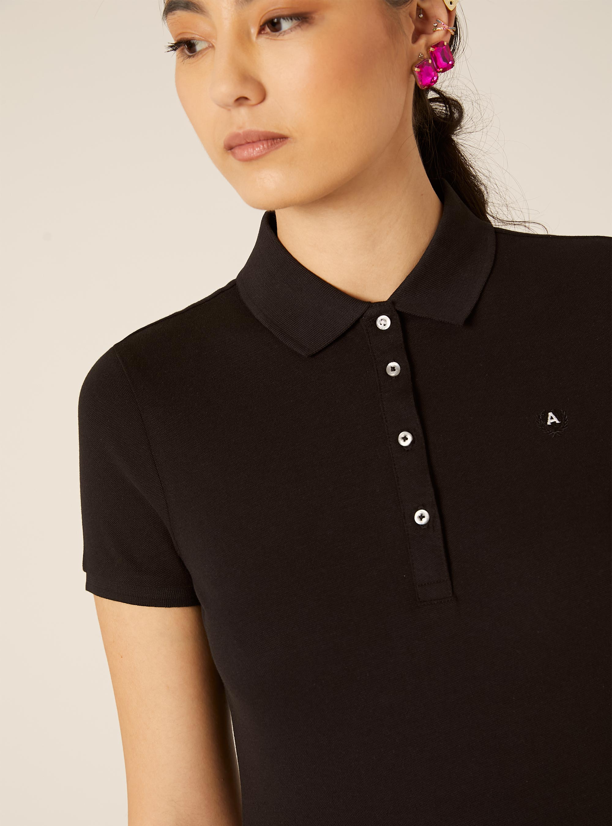 Slim Fit Polo Shirt with Embroidered Logo, BK1 BLACK
