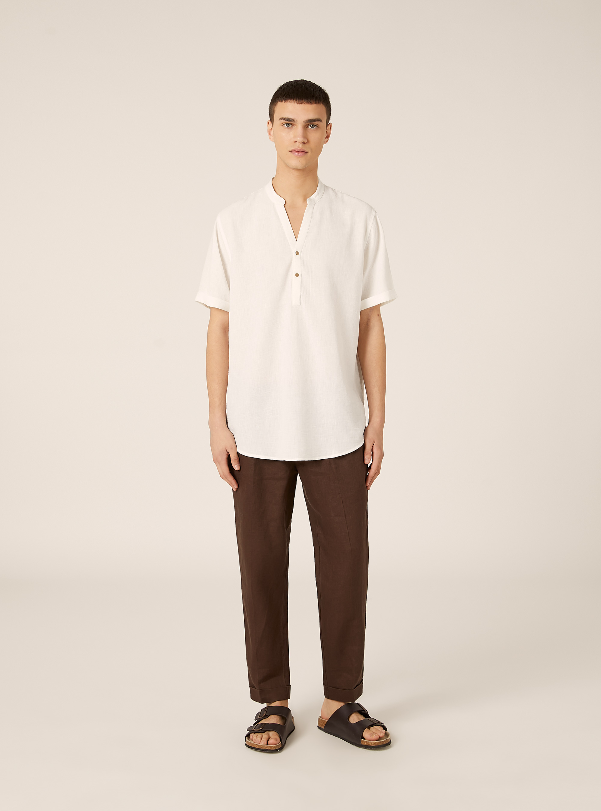 Camisa con cuello coreano, WH2 WHITE