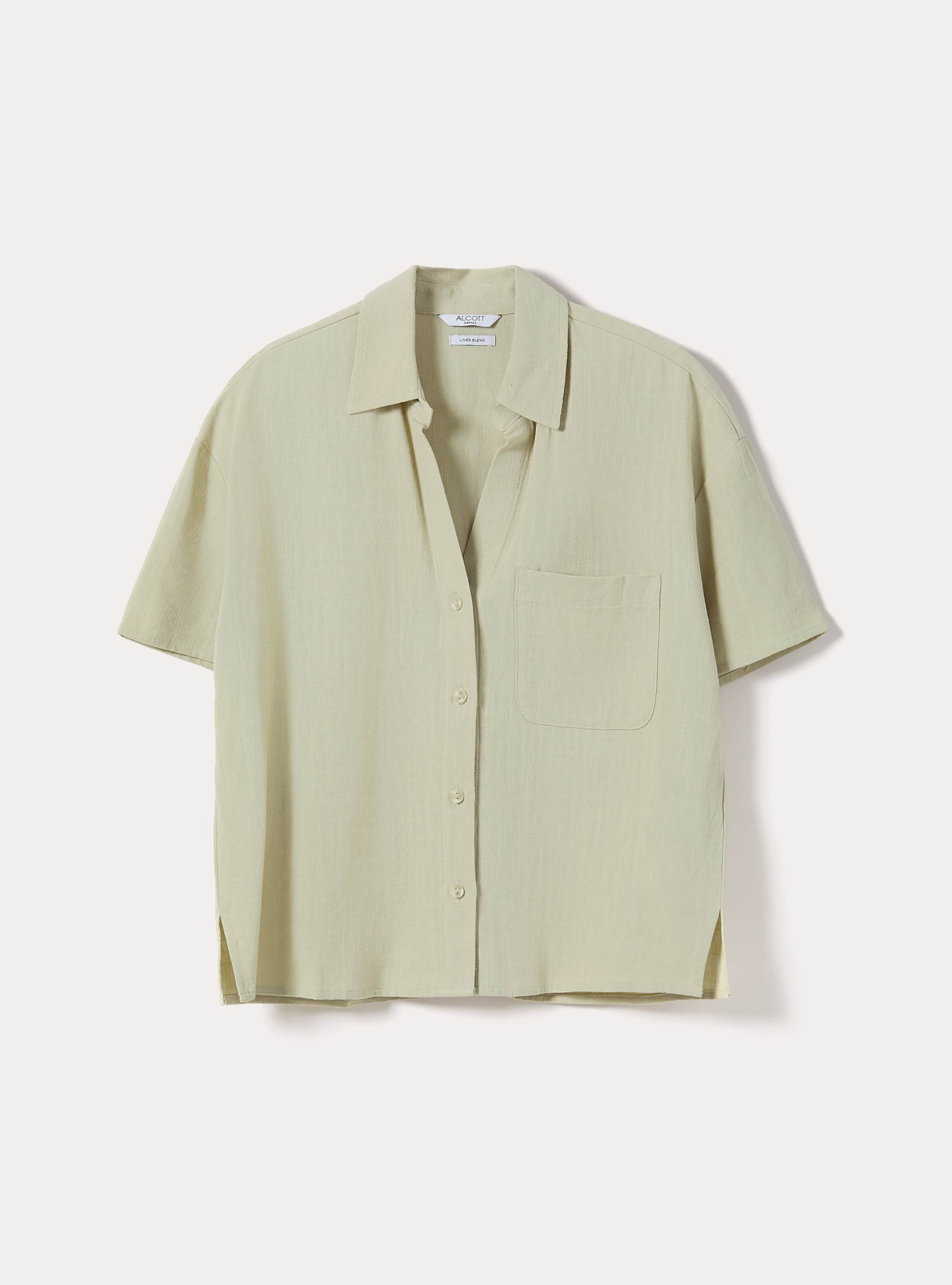 Camicia cropped in misto lino, KAKY CHIARO