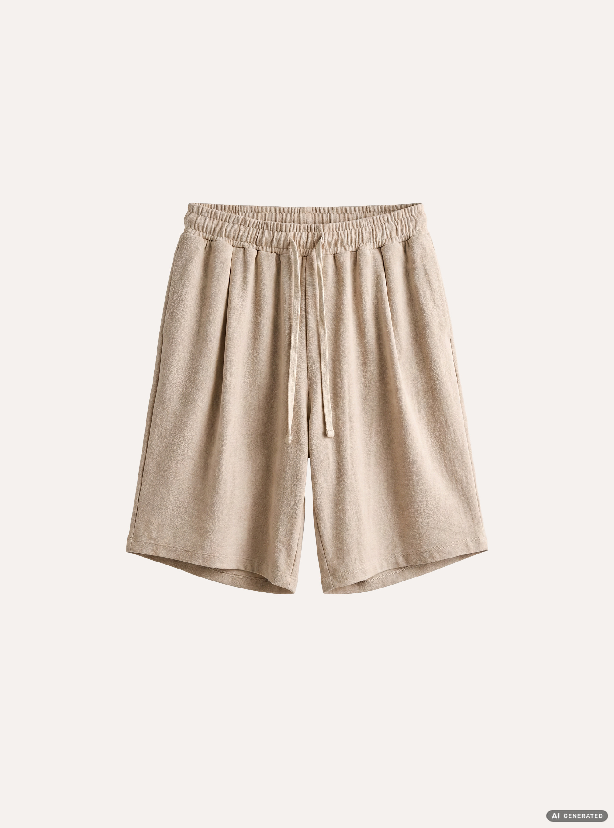 Bermuda baggy con pince in jersey texture, BG3 BEIGE LIGHT