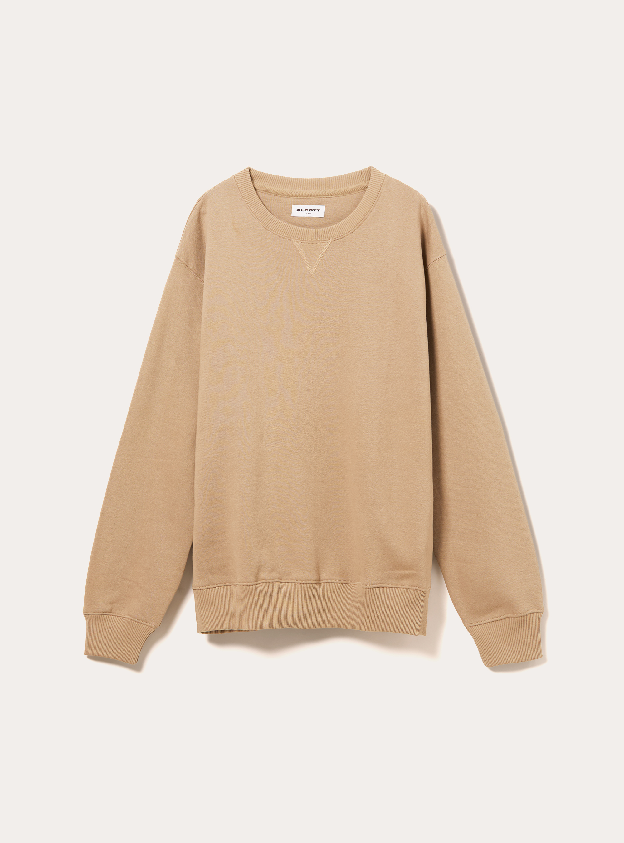 Sweat-shirt &agrave; col rond uni, BG1 BEIGE DARK