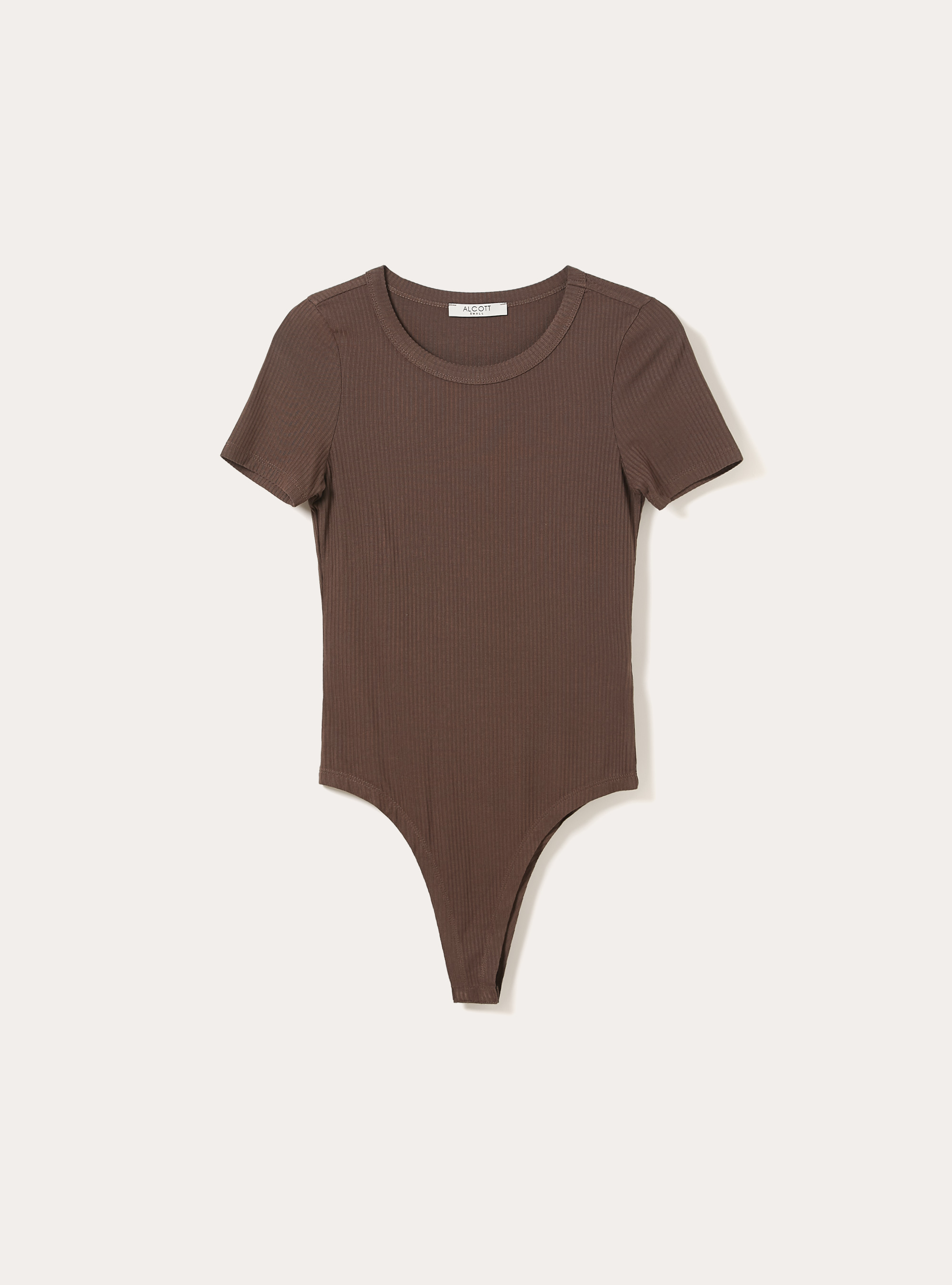 Kurz&auml;rmeliger gerippter Body, BR2 BROWN MEDIUM