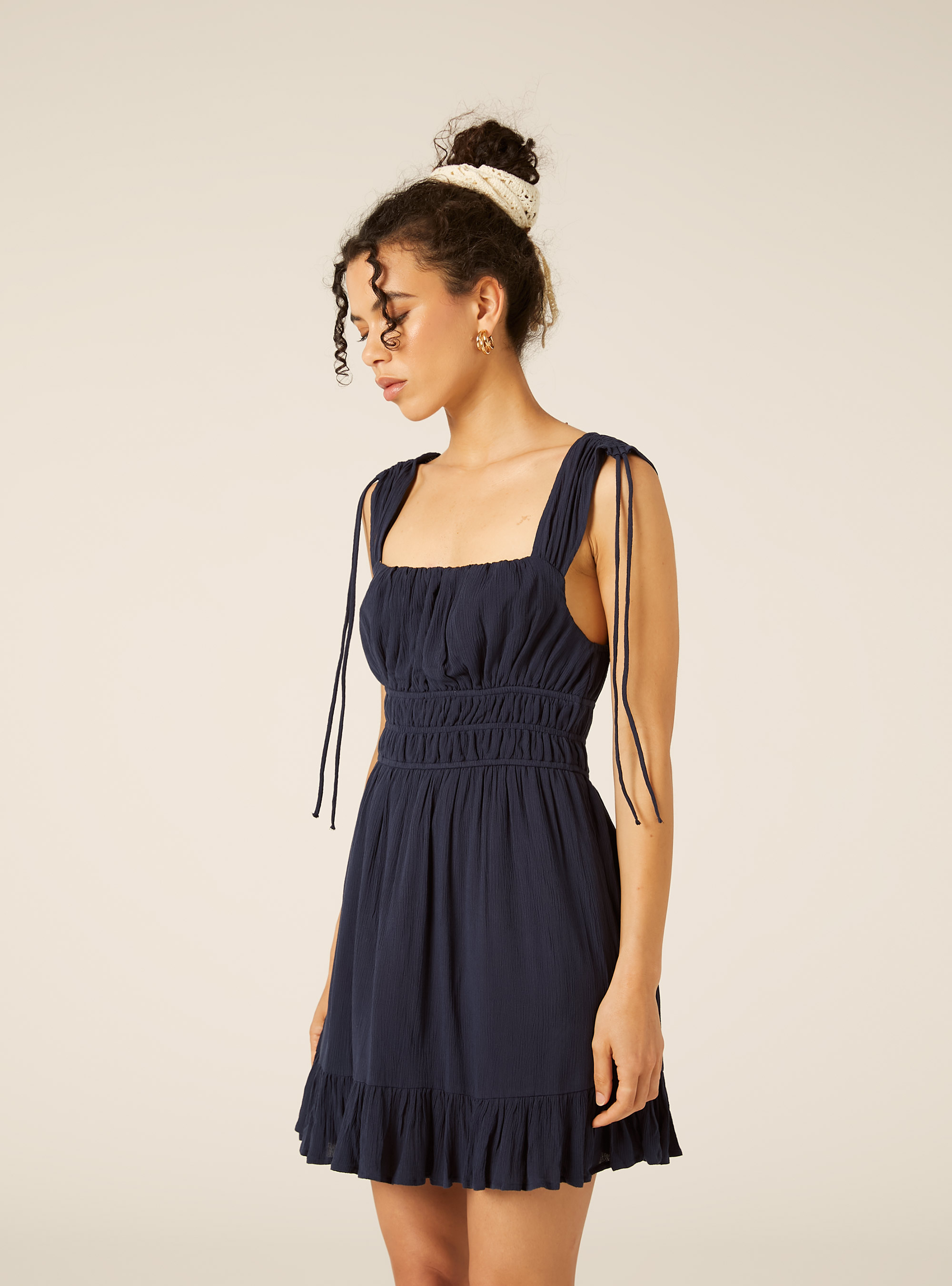 Abito corto in crepe, NA2 NAVY MEDIUM