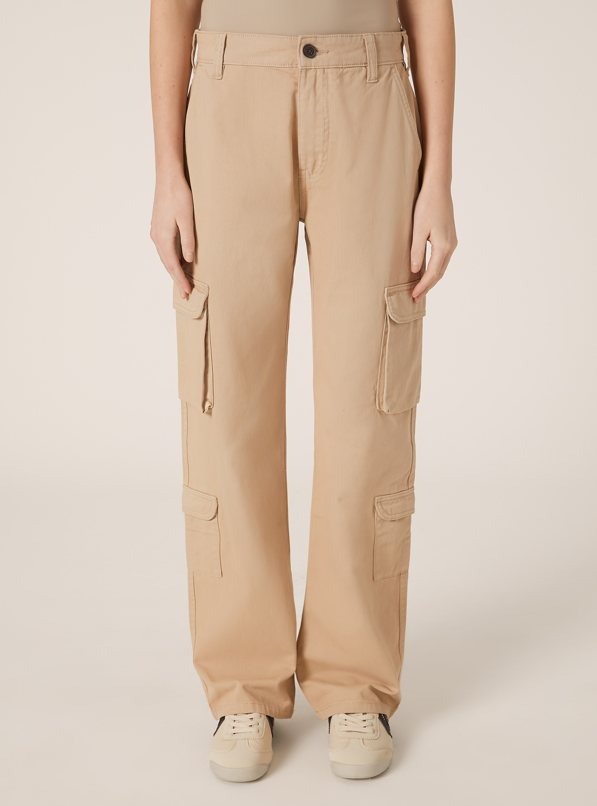 Pantalon cargo en serg&eacute;, BG2 BEIGE MEDIUM