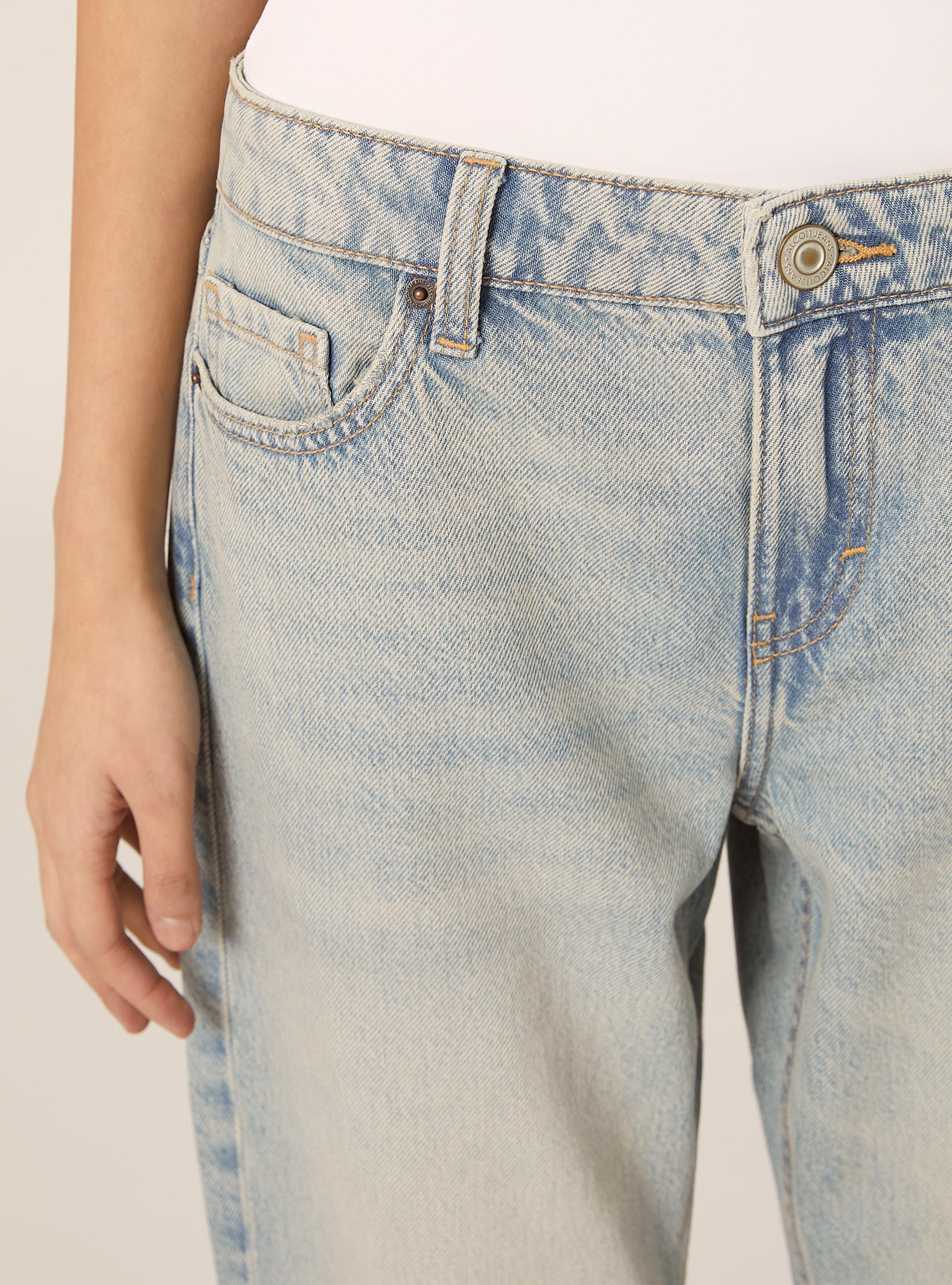 Jeans droit taille basse, D006 AZURE