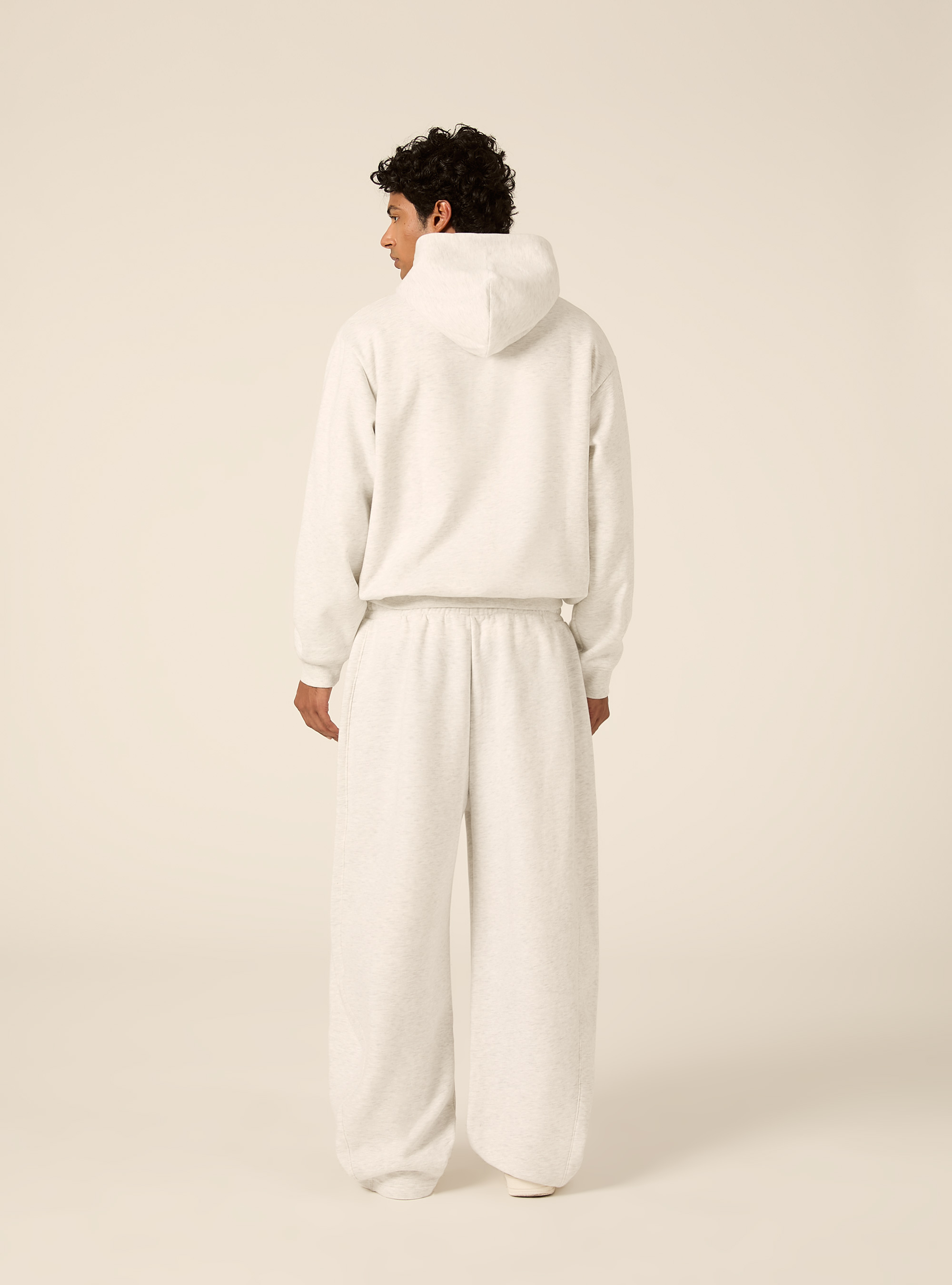 Barrel fit fleece trousers, MGY3 GREY MEL LIGHT