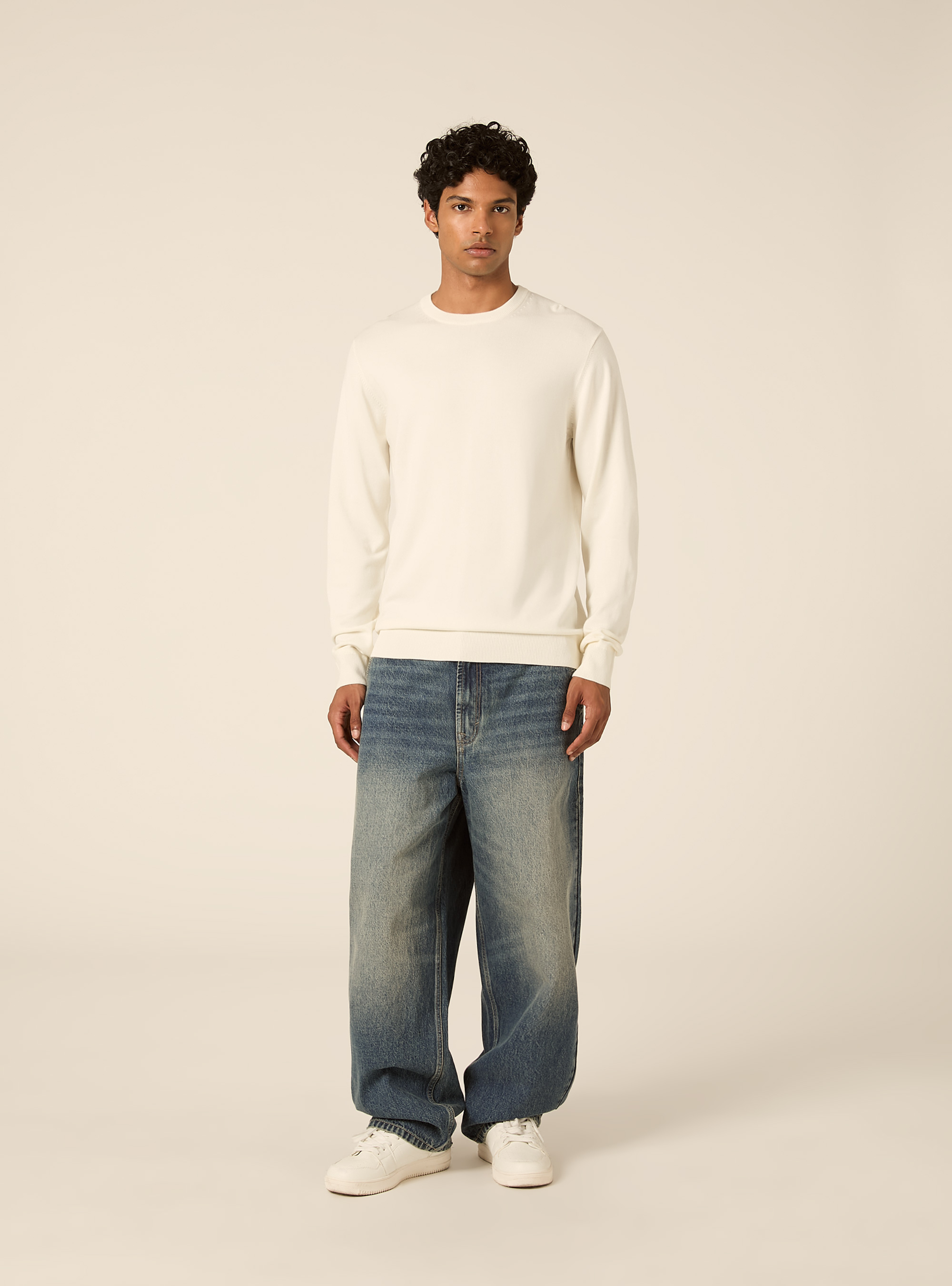 Lenzing Ecovero viscose crewneck pullover, WH1 OFF WHITE