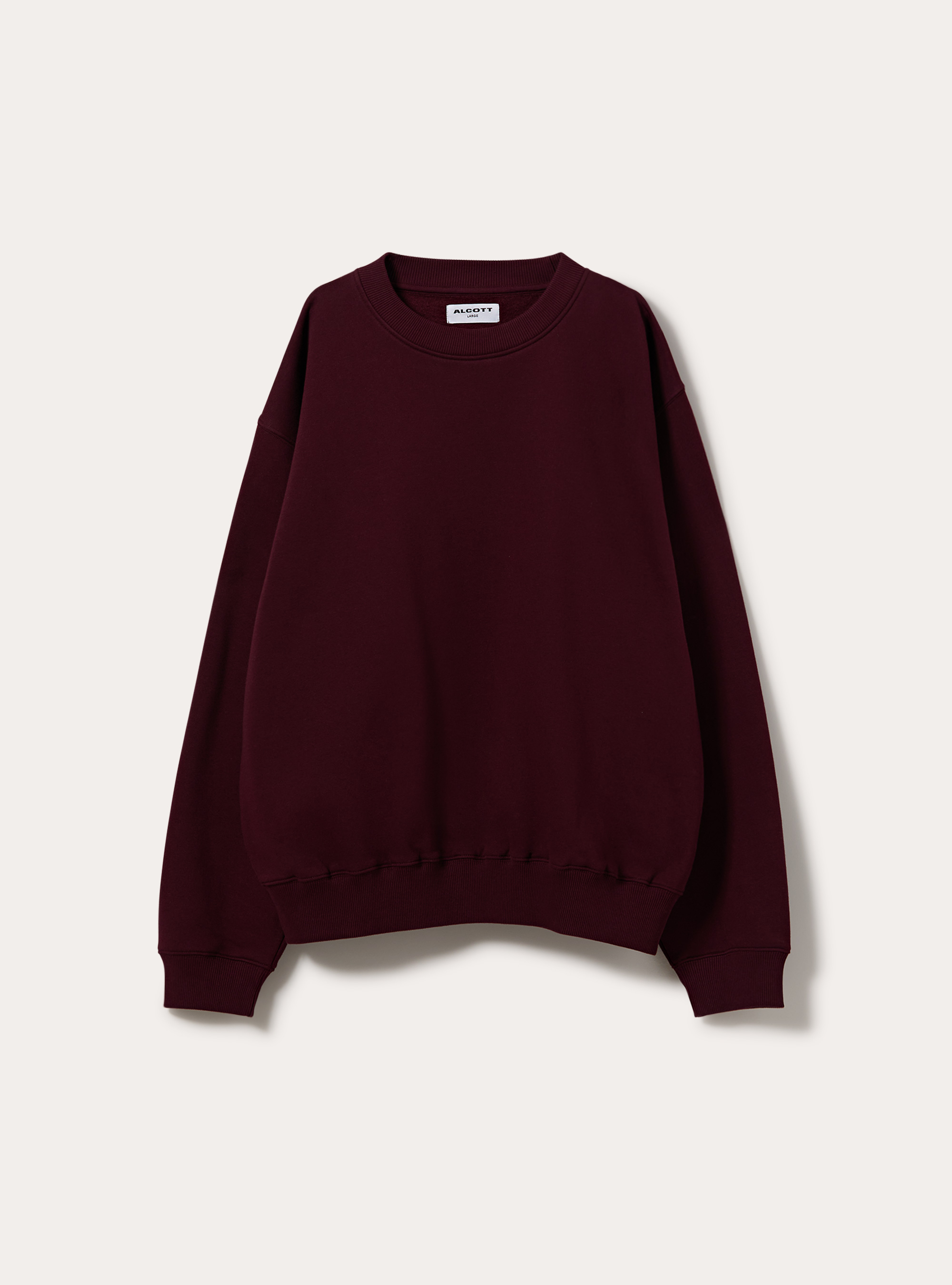 Basic boxy fit sweatshirt mit rundhalsausschnitt, BO1 BORDEAUX DARK