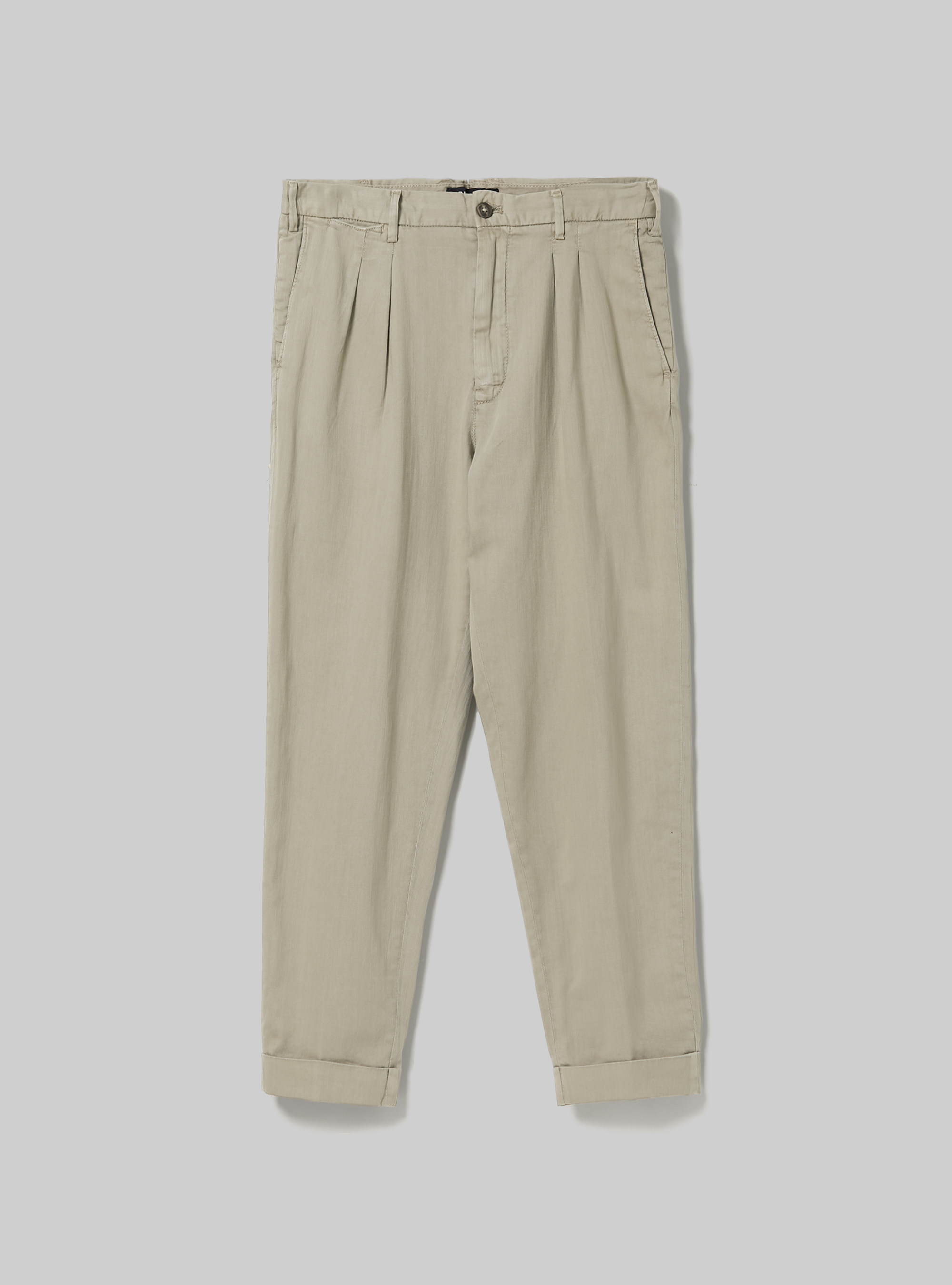 Pantalon chino en lin m&eacute;lang&eacute; avec pinces, BG2 BEIGE MEDIUM