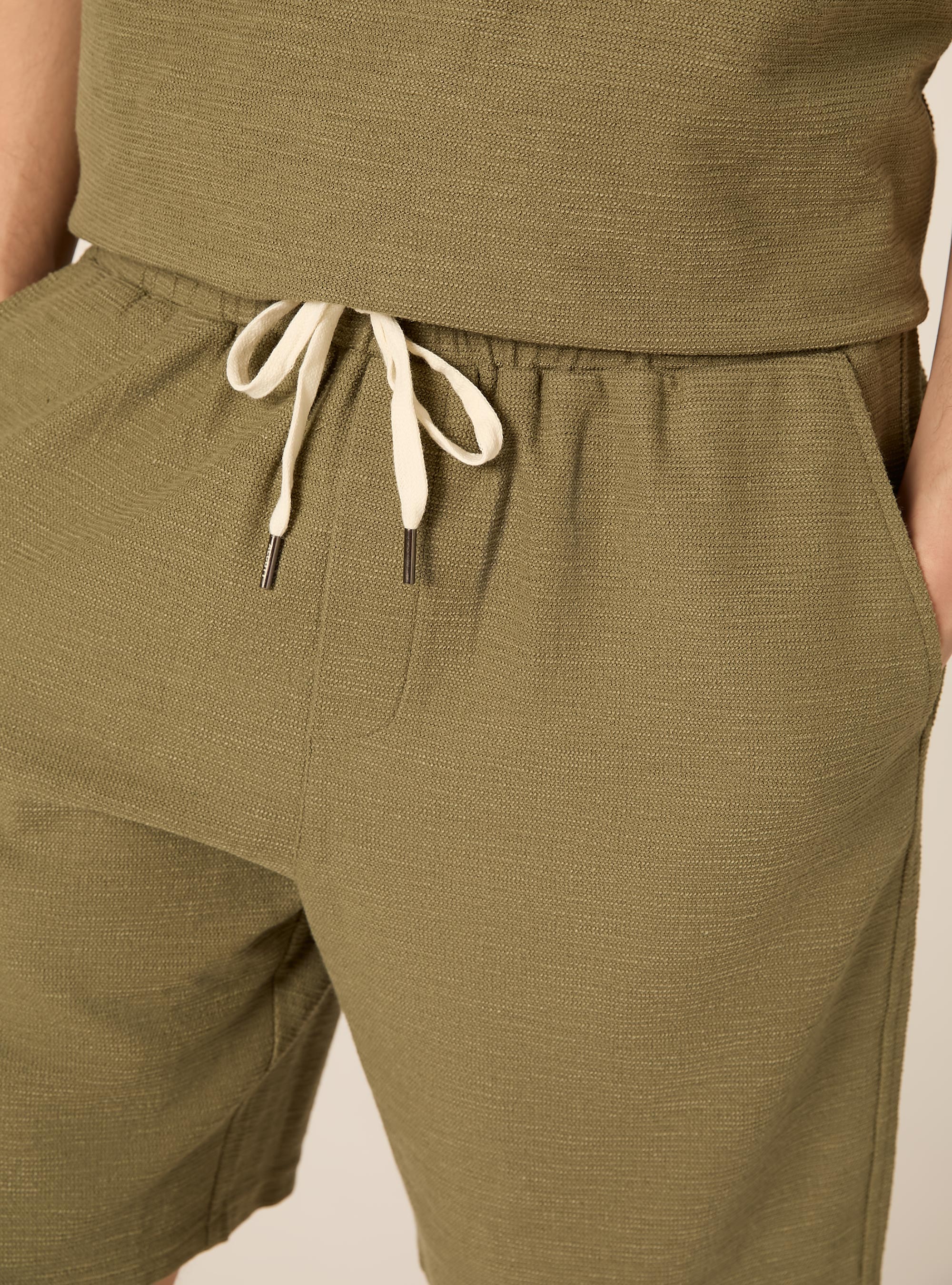 Bermuda en coton textur&eacute;, KY2 KAKY MEDIUM