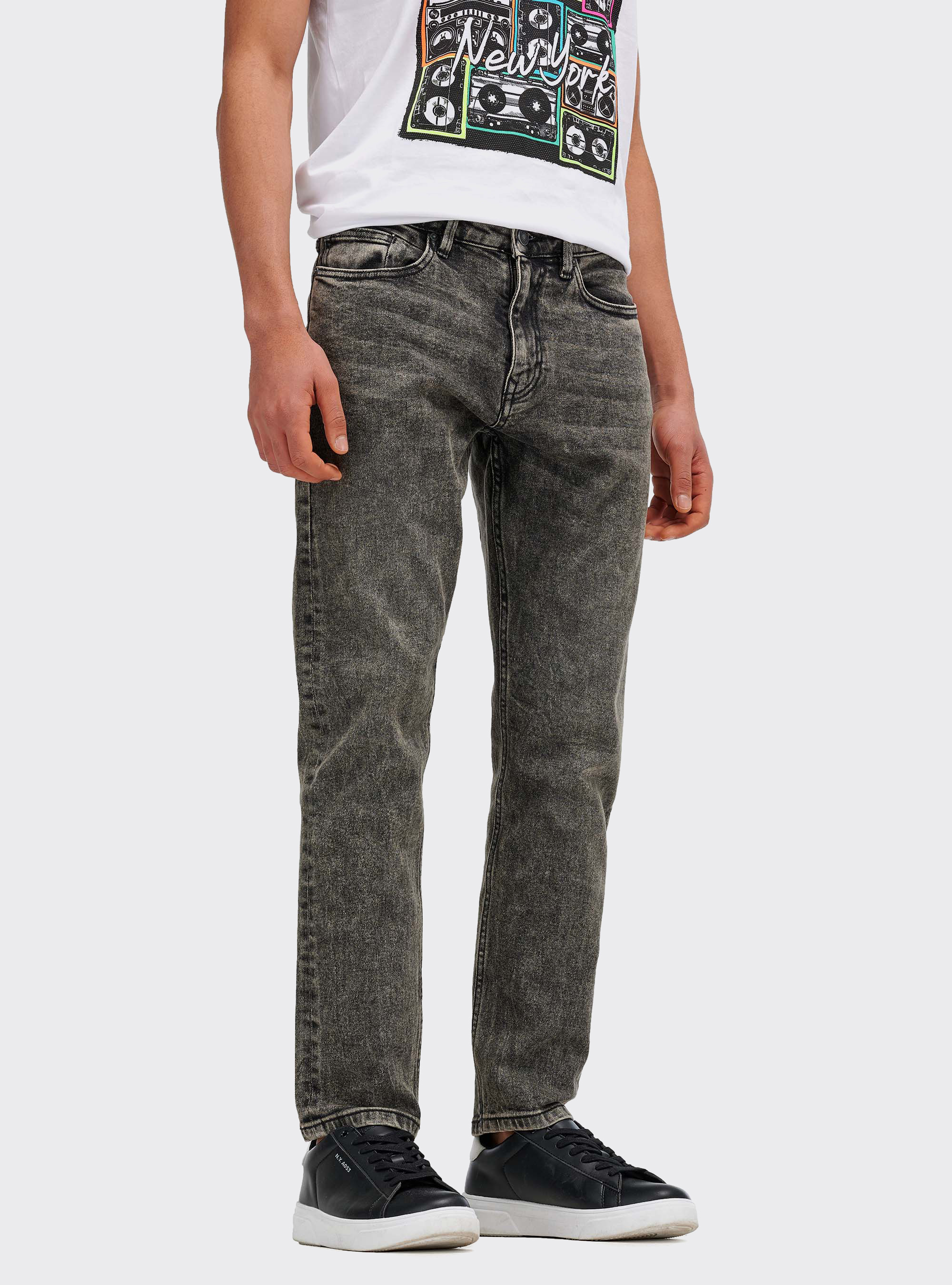 Jeans slim fit de algod&oacute;n org&aacute;nico, GRIS