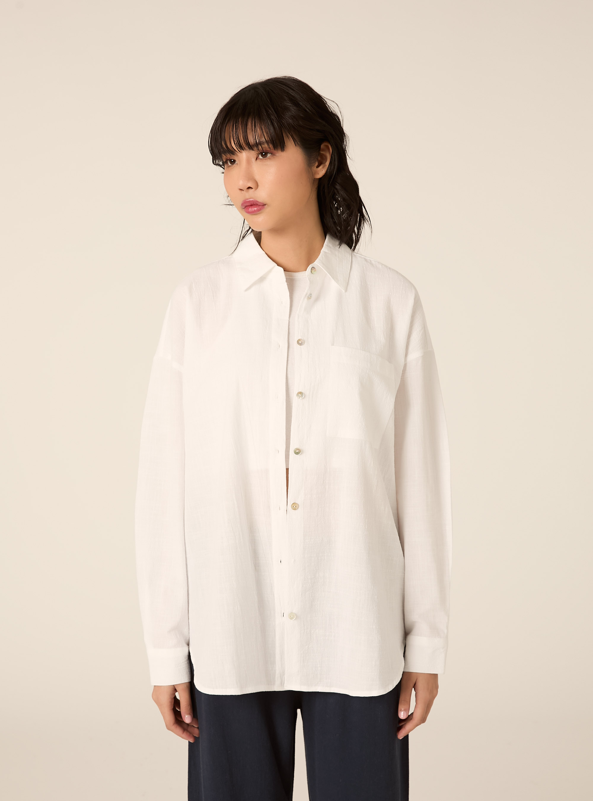 Oversize-Hemd mit Tasche, WH2 WHITE