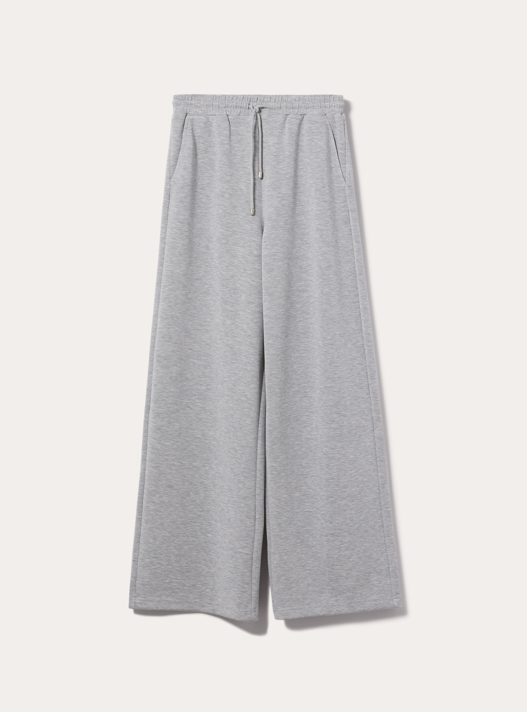 Jogger wide leg soft touch, GRIGIO CHIARO MELANGE